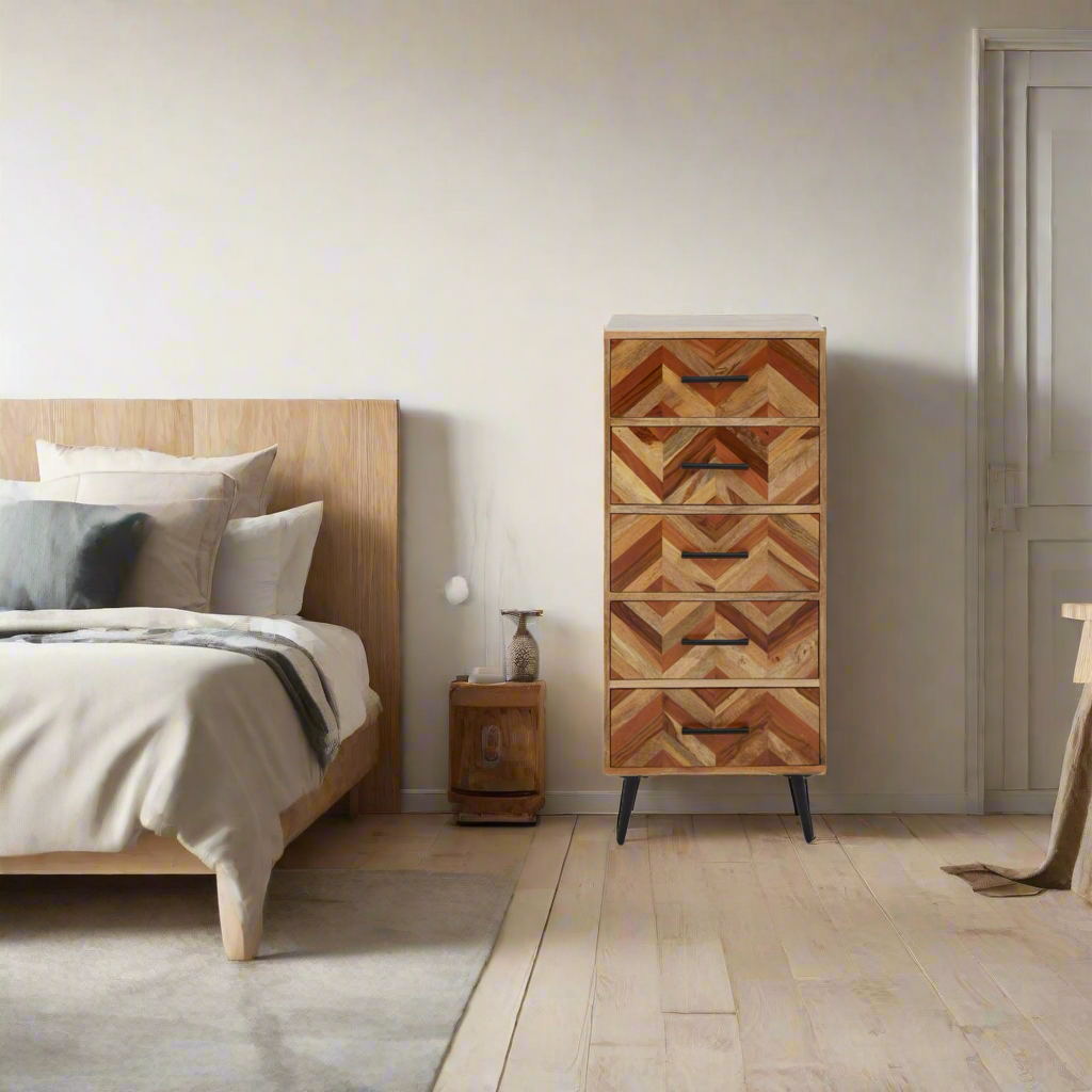 Nest Envy Burma 5 Drawer Chest - Mango Wood - Lifestyle Image