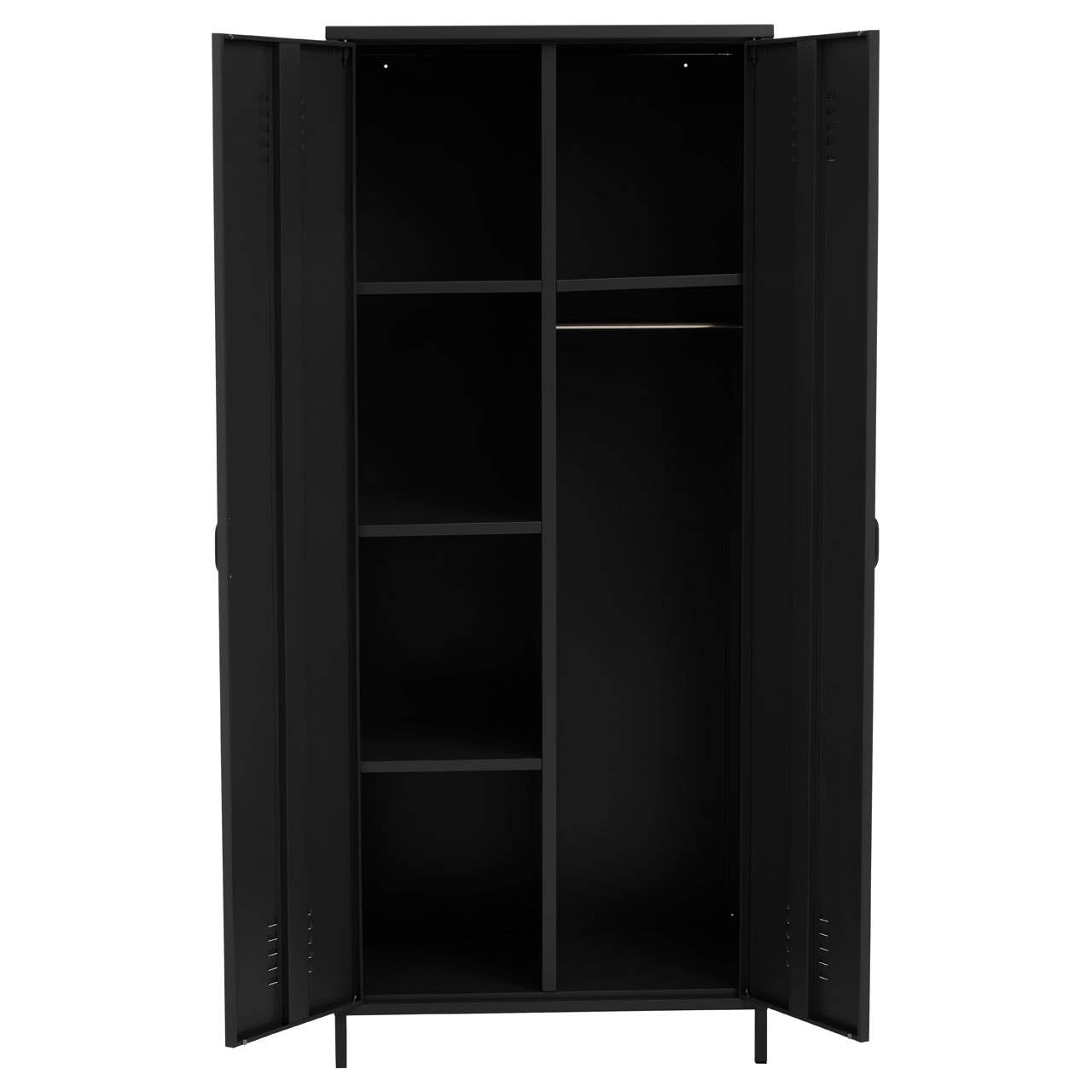 Nest Envy Varsity 2 Door Wardrobe - Black - Open Doors