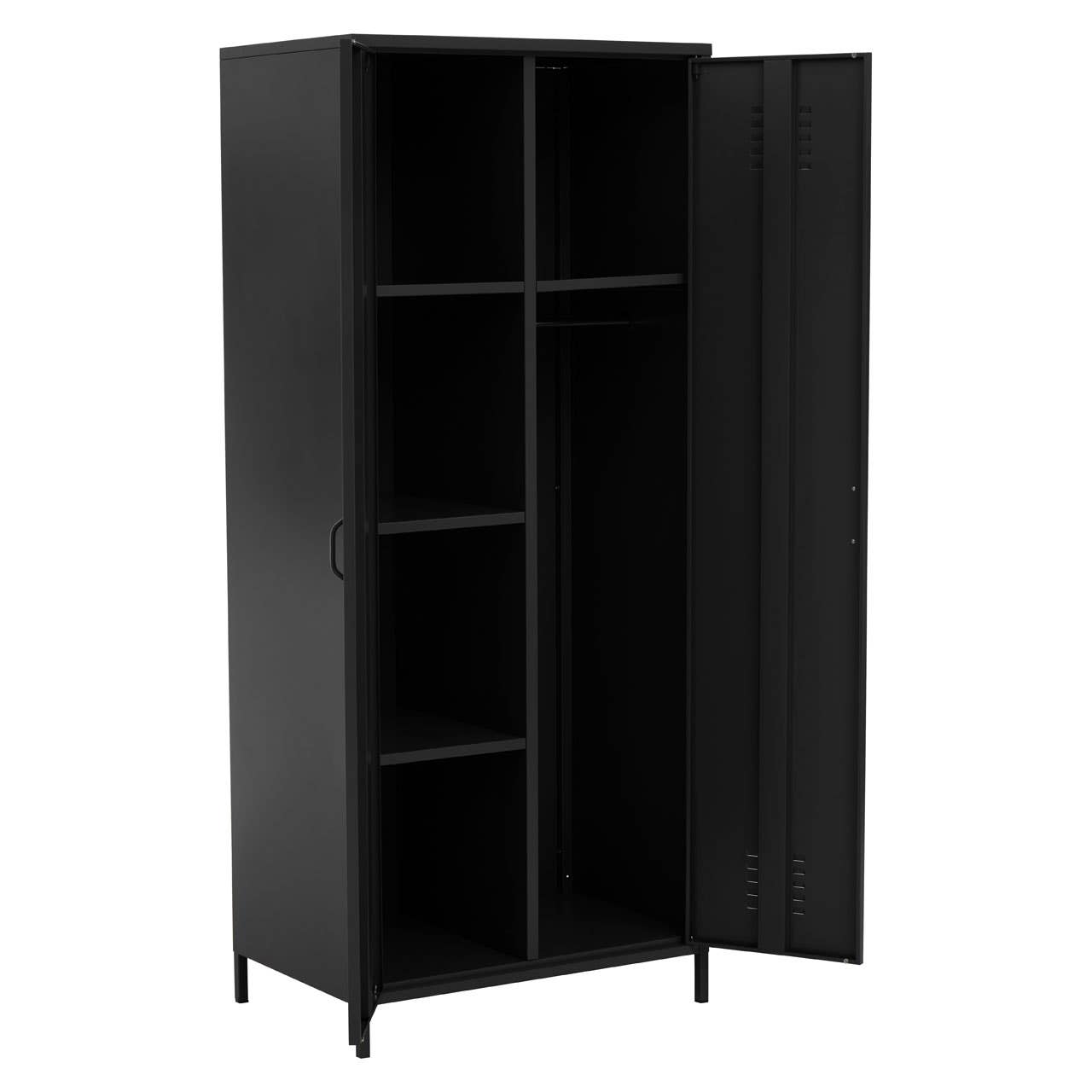 Nest Envy Varsity 2 Door Wardrobe - Black - Angle View Open Doors