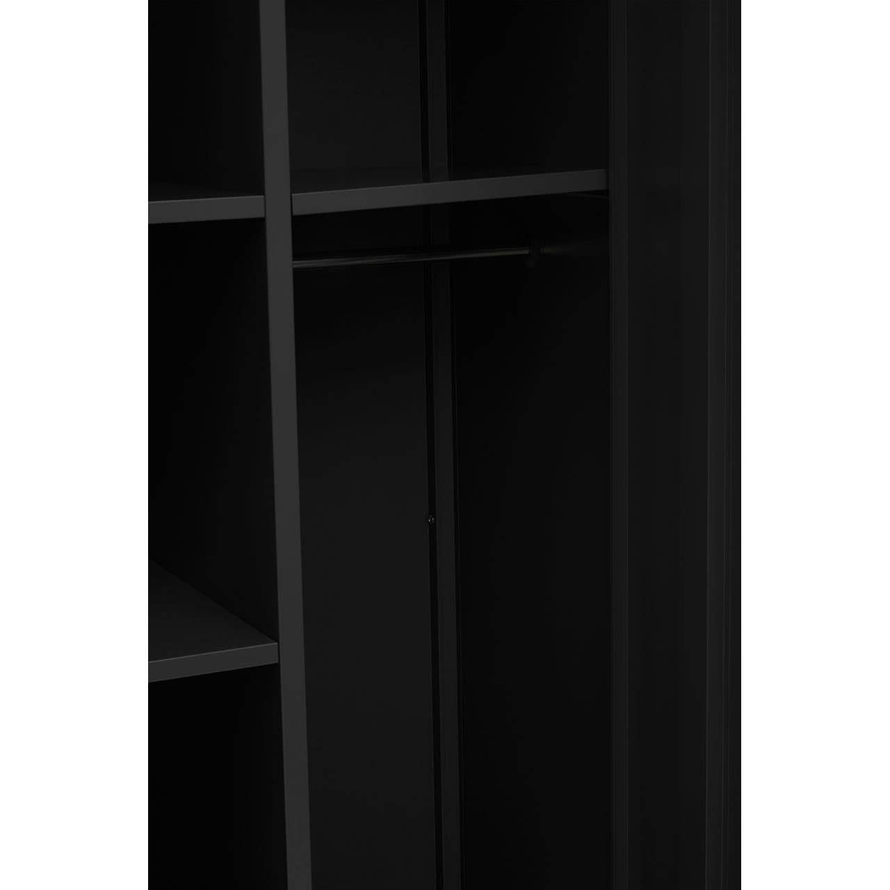 Nest Envy Varsity 2 Door Wardrobe - Black - Zoomed In Interior Right Hand Side