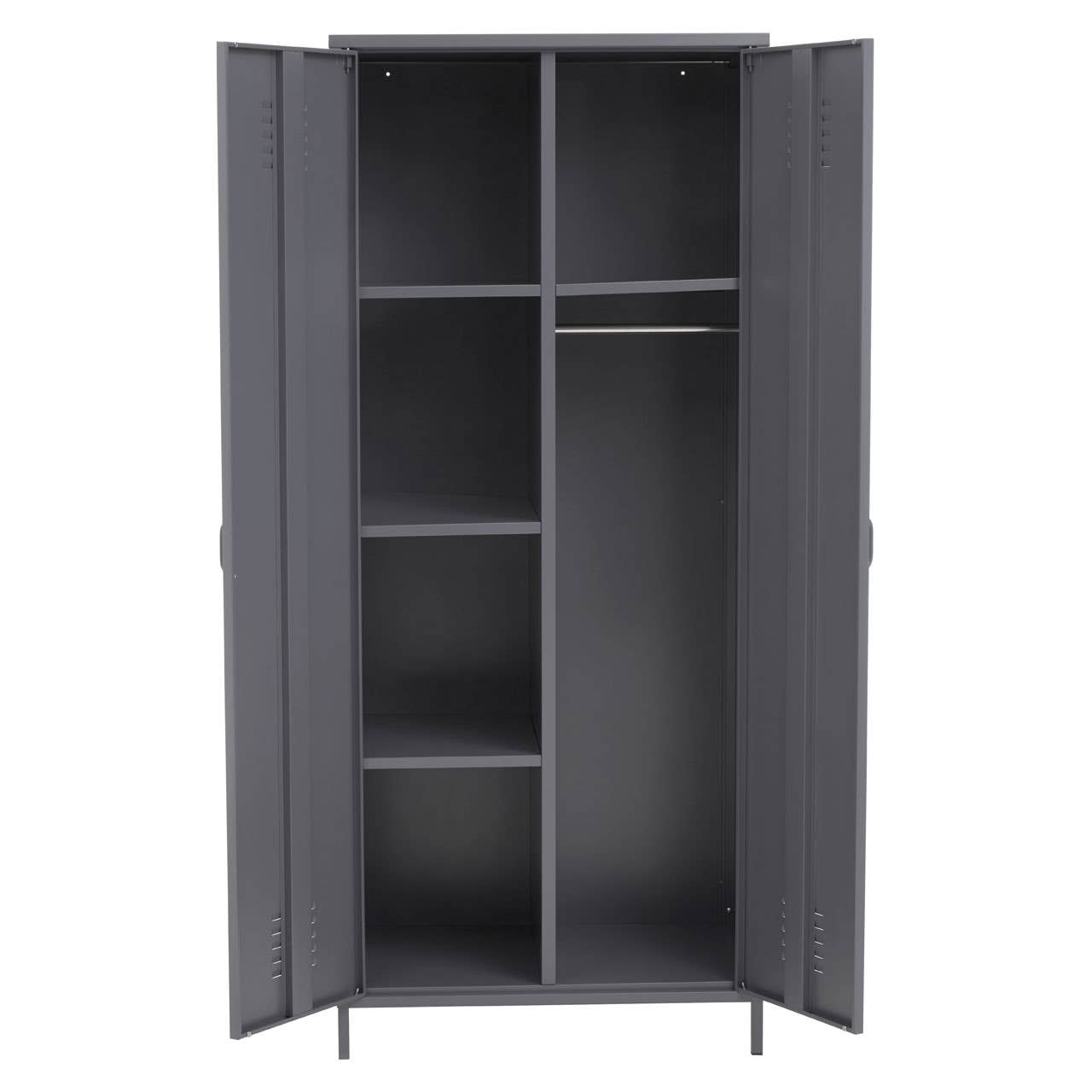 Nest Envy Varsity 2 Door Wardrobe - Grey - Doors Open