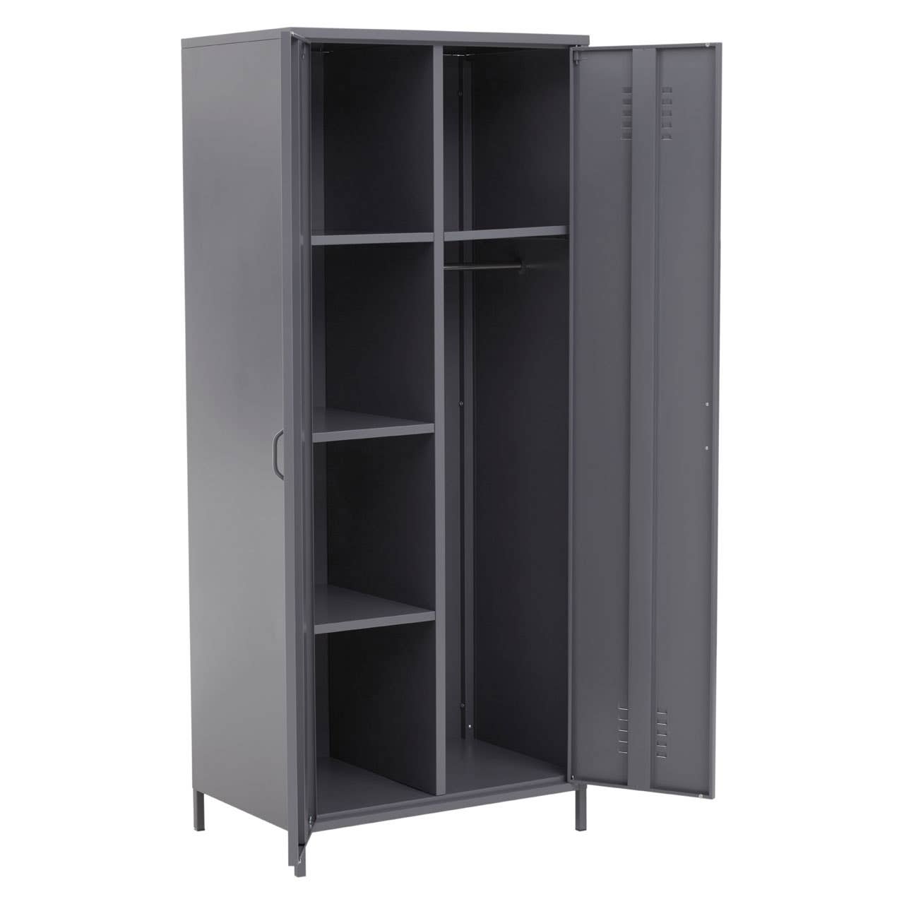 Nest Envy Varsity 2 Door Wardrobe - Grey - Angle View Doors Open
