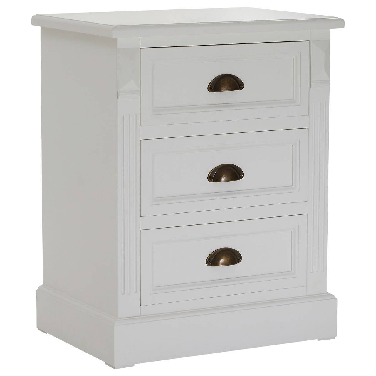 Nest Envy Shoreline 3 Drawer Bedside Table - White - Angle View
