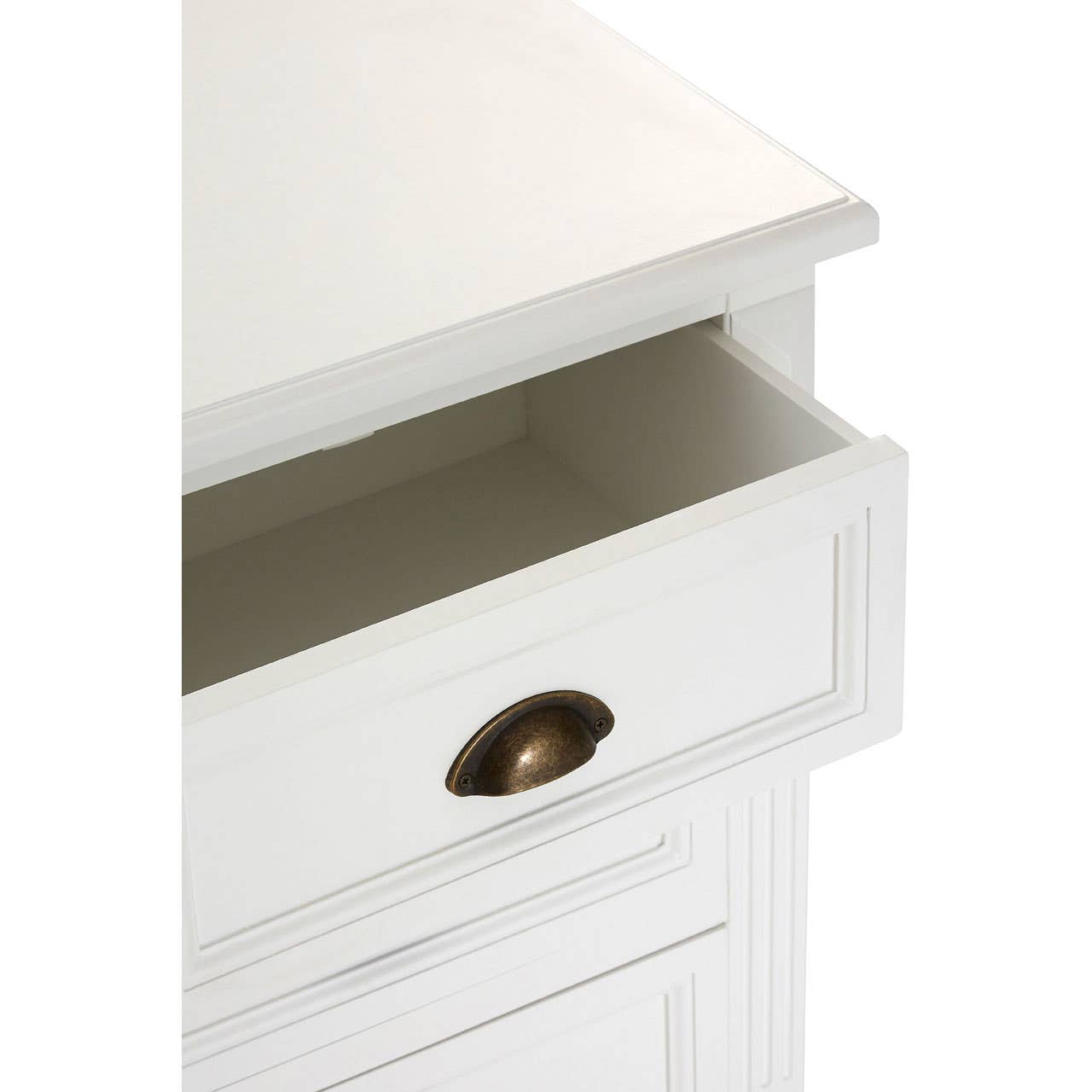 Nest Envy Shoreline 3 Drawer Bedside Table - White - Zoomed In Open Drawer