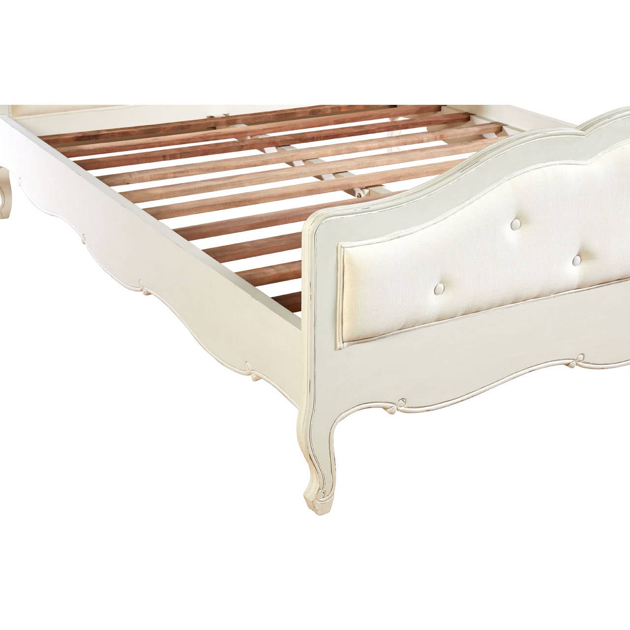Nest Envy Versailles Kingsize Bed - White - Zoomed In Bottom Left