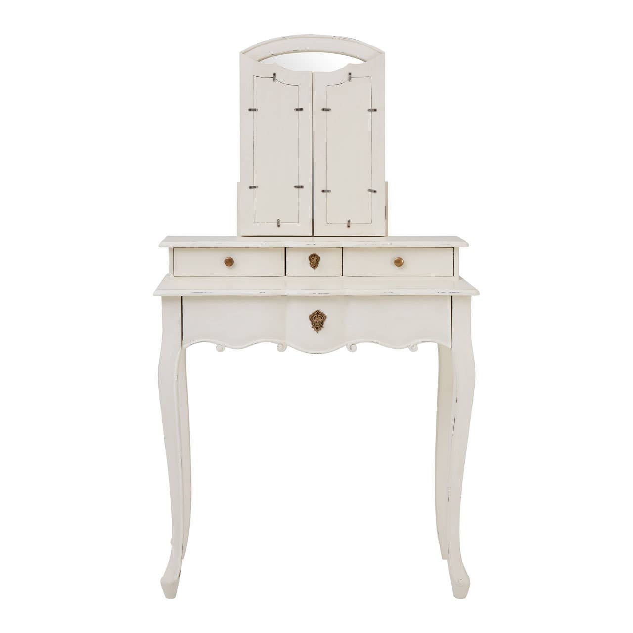Nest Envy Versailles Dressing Table With Mirror - White - Closed Mirror