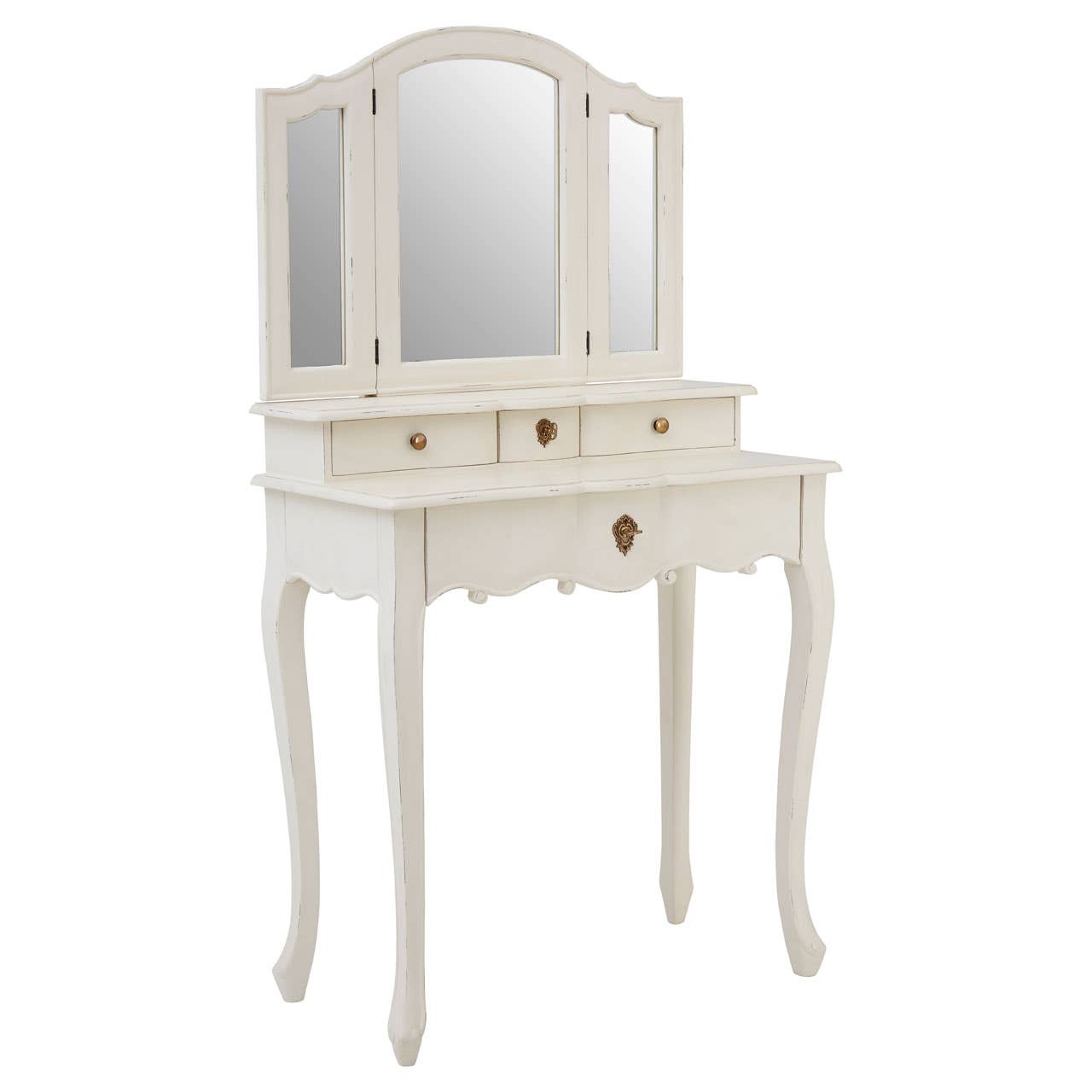 Nest Envy Versailles Dressing Table With Mirror - White - Angle View