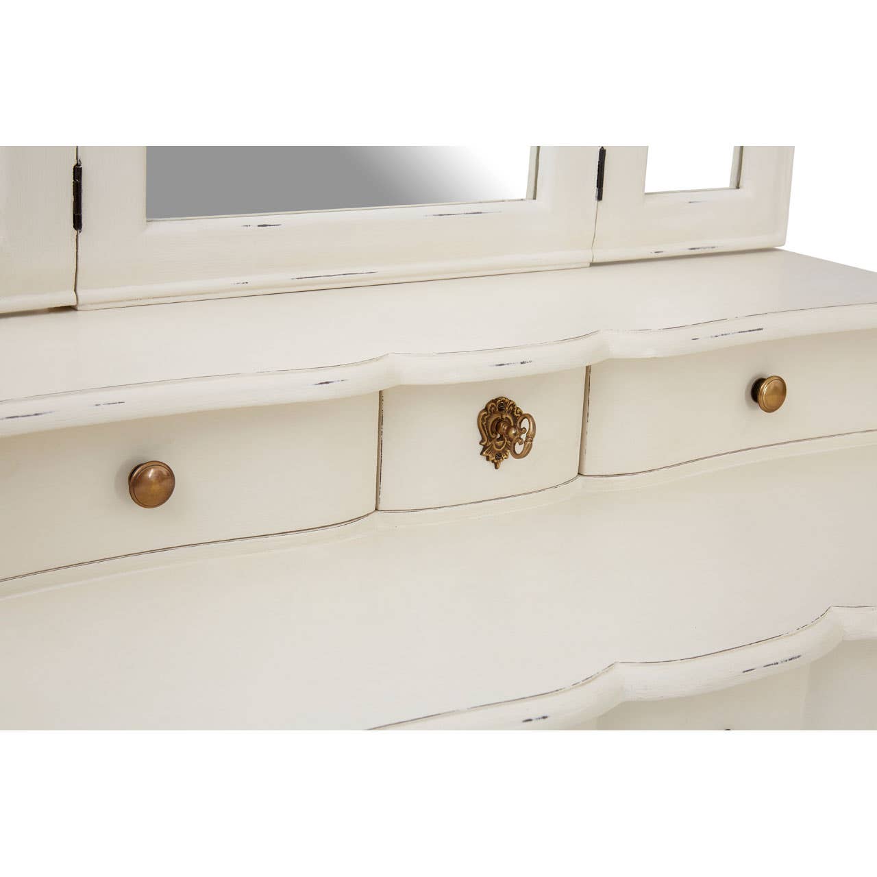 Nest Envy Versailles Dressing Table With Mirror - White - Zoomed In Drawers