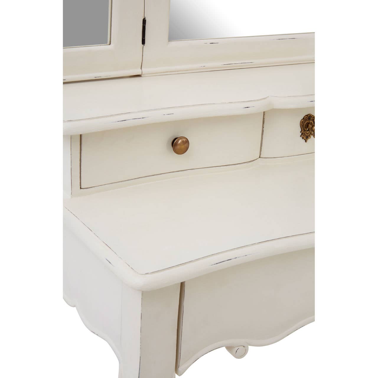 Nest Envy Versailles Dressing Table With Mirror - White - Zoomed In Desktop