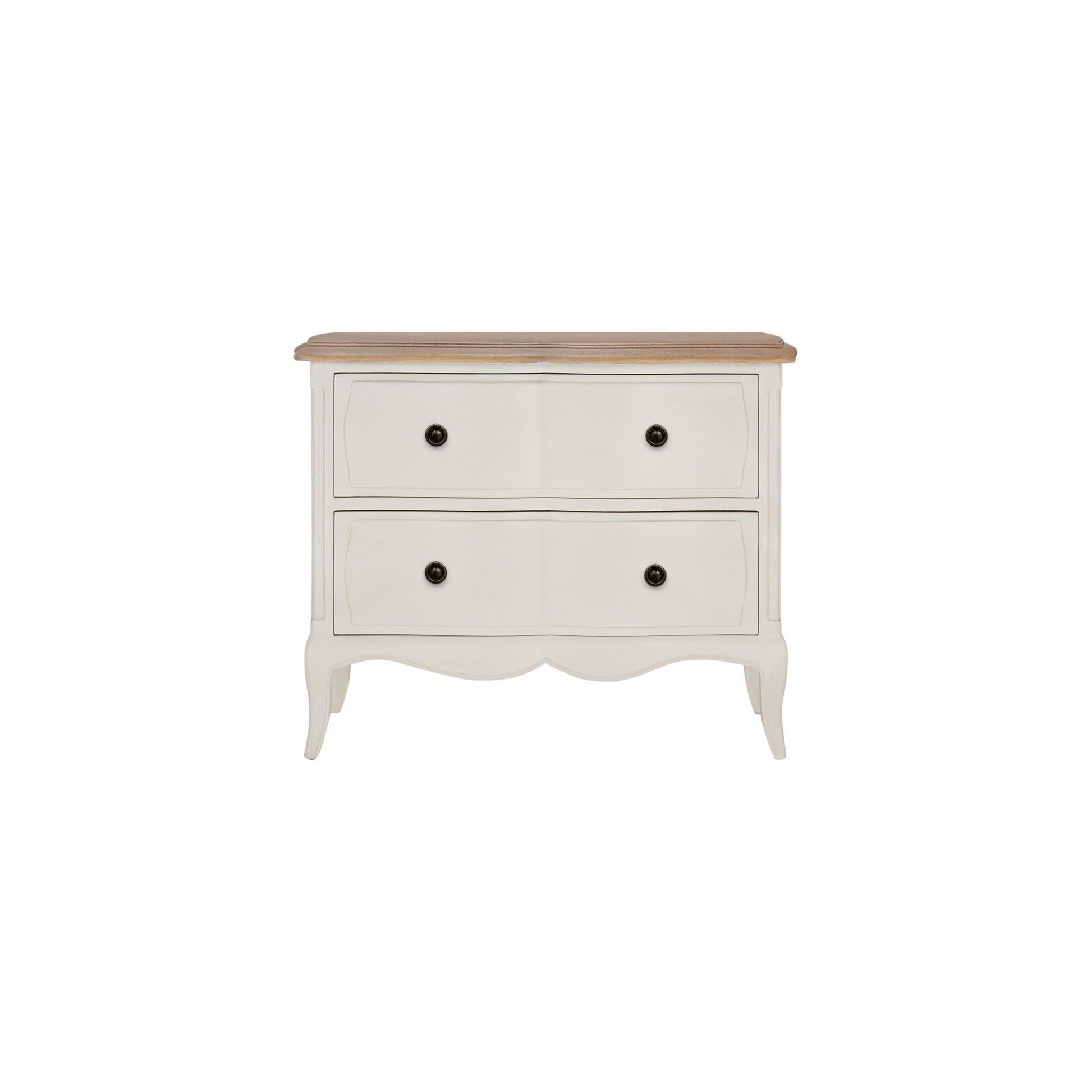 Willis & Gambier Amelie 2 Drawer Oak Wide Bedside Table - Soft Dove Grey