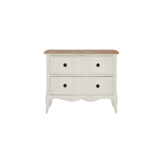 Willis & Gambier Amelie 2 Drawer Oak Wide Bedside Table - Soft Dove Grey