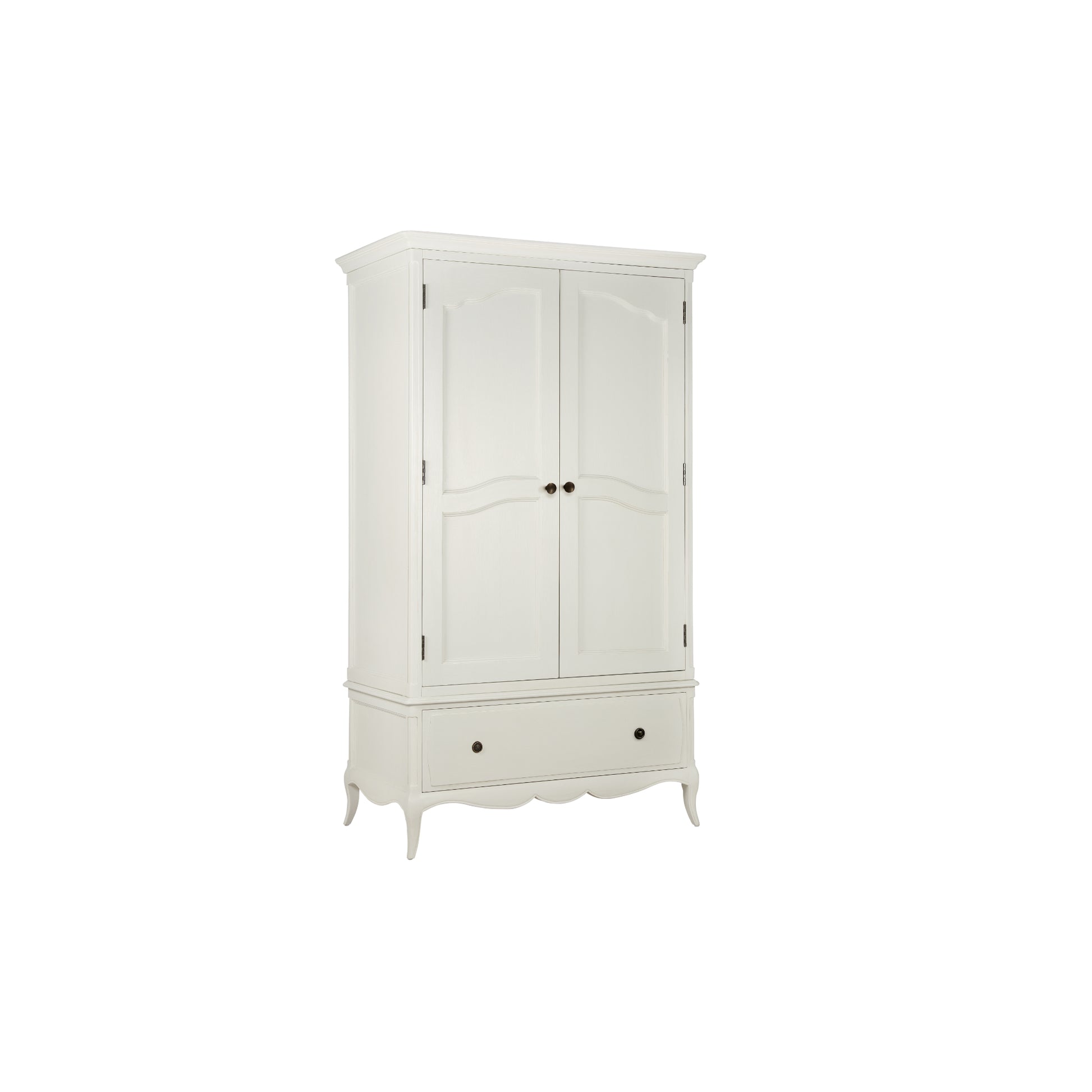 Willis & Gambier Amelie Single Drawer Oak Double Wardrobe - White - Angled View