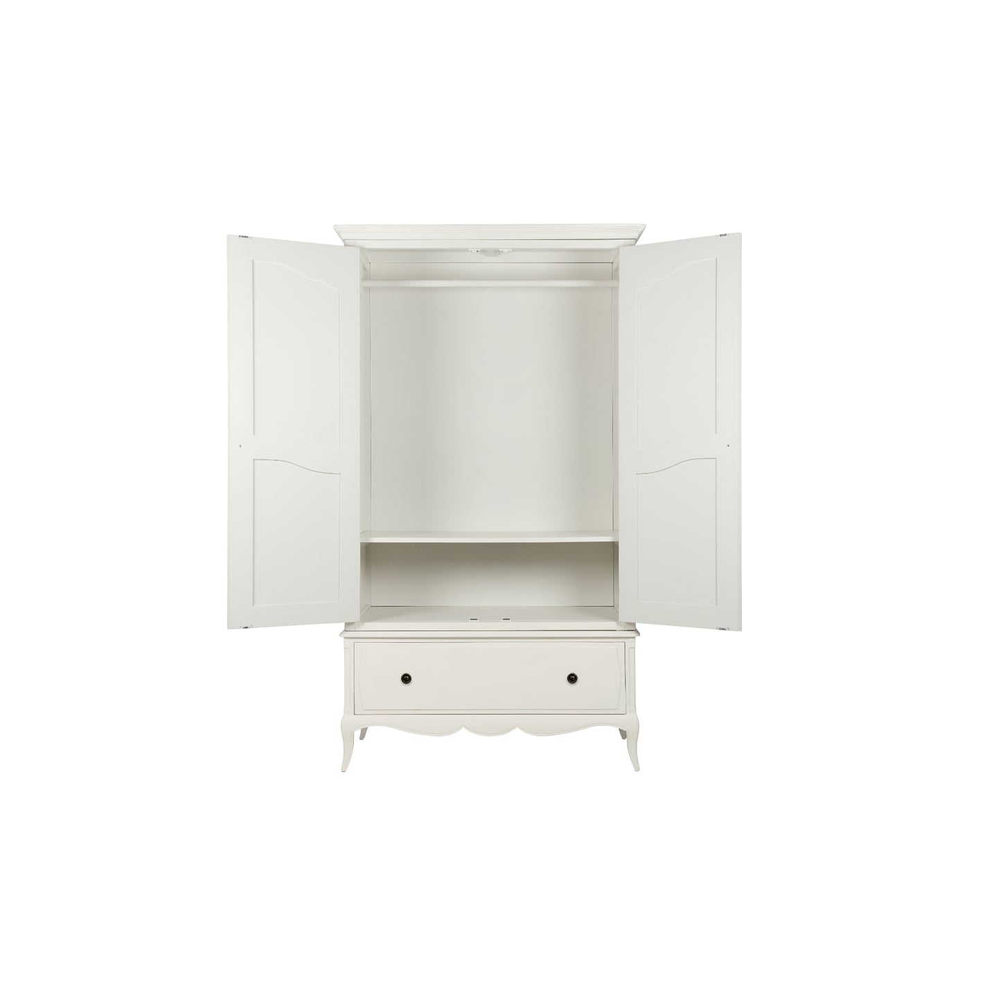 Willis & Gambier Amelie Single Drawer Oak Double Wardrobe - White - Doors Open
