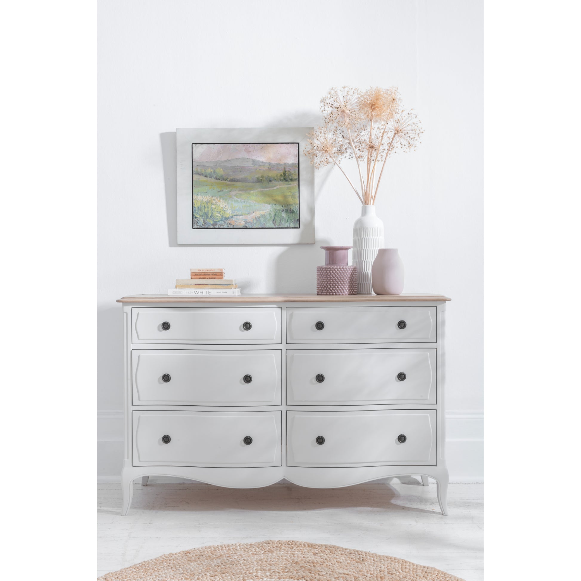 Willis & Gambier Amelie 6 Drawer Oak Chest - White - Lifestyle Image Portrait