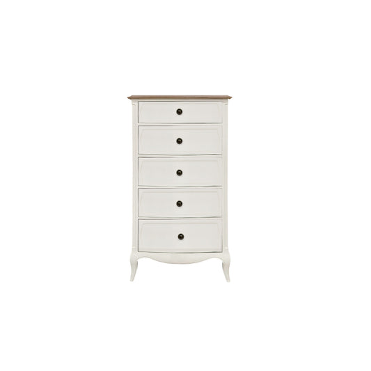 Willis & Gambier Amelie 5 Drawer Oak Narrow Tallboy Chest - White