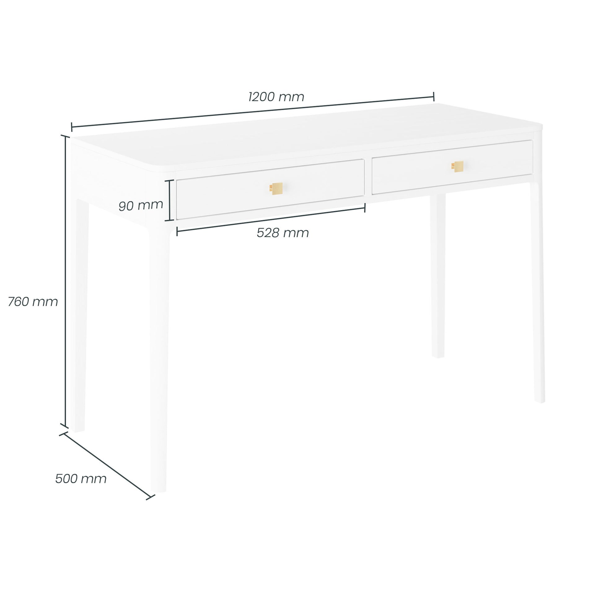 DI Designs Abberley Dressing Table / Desk - White - Infographic