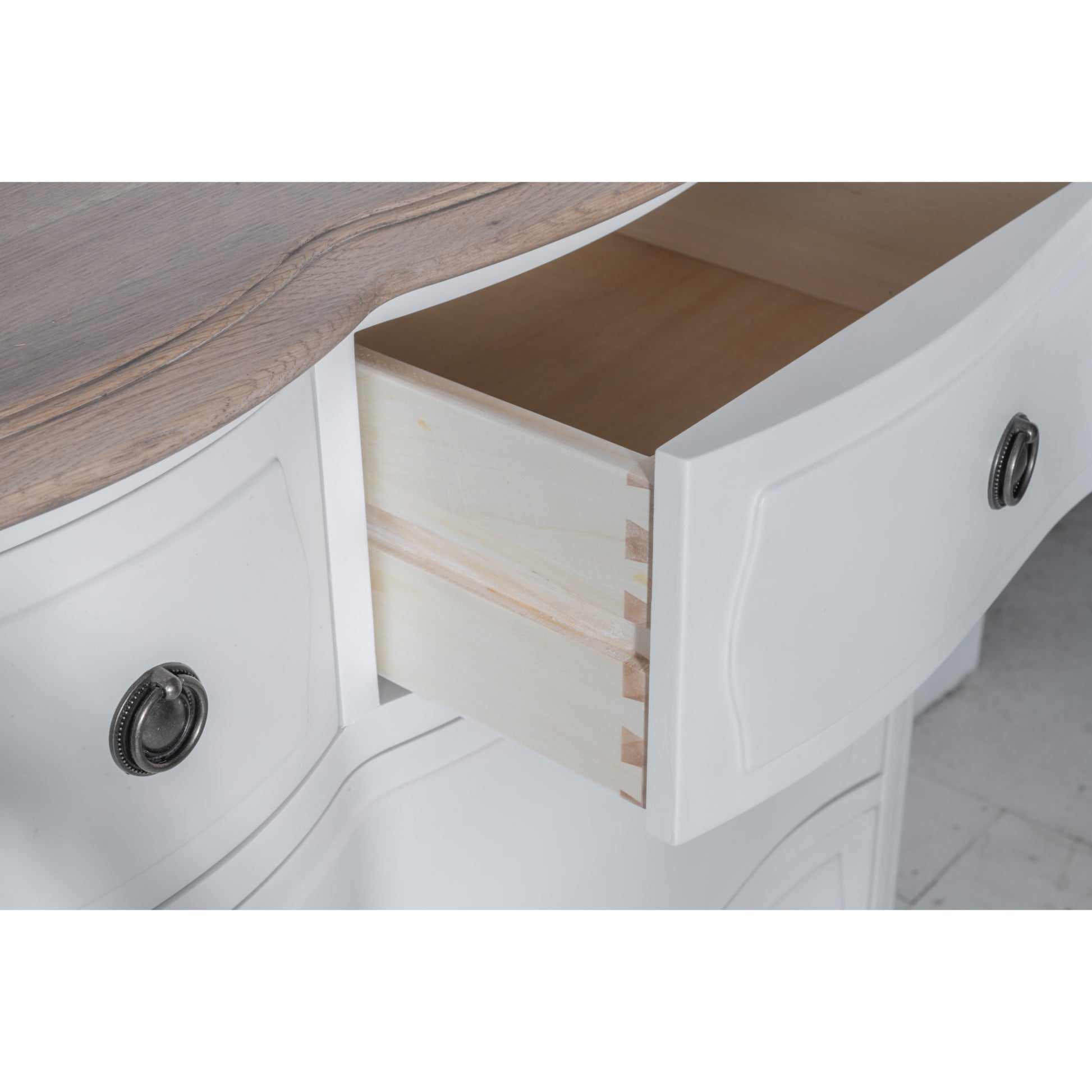 Willis & Gambier Amelie 6 Drawer Oak Chest - White - Zoomed In Drawer Open
