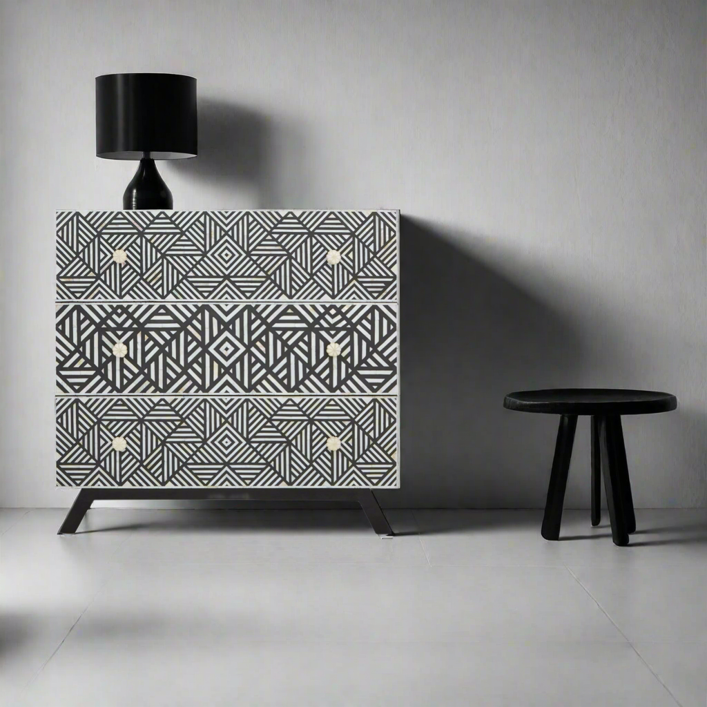 Nest Envy Nexus 3 Drawer Chest - Bone Monochrome - Lifestyle Image