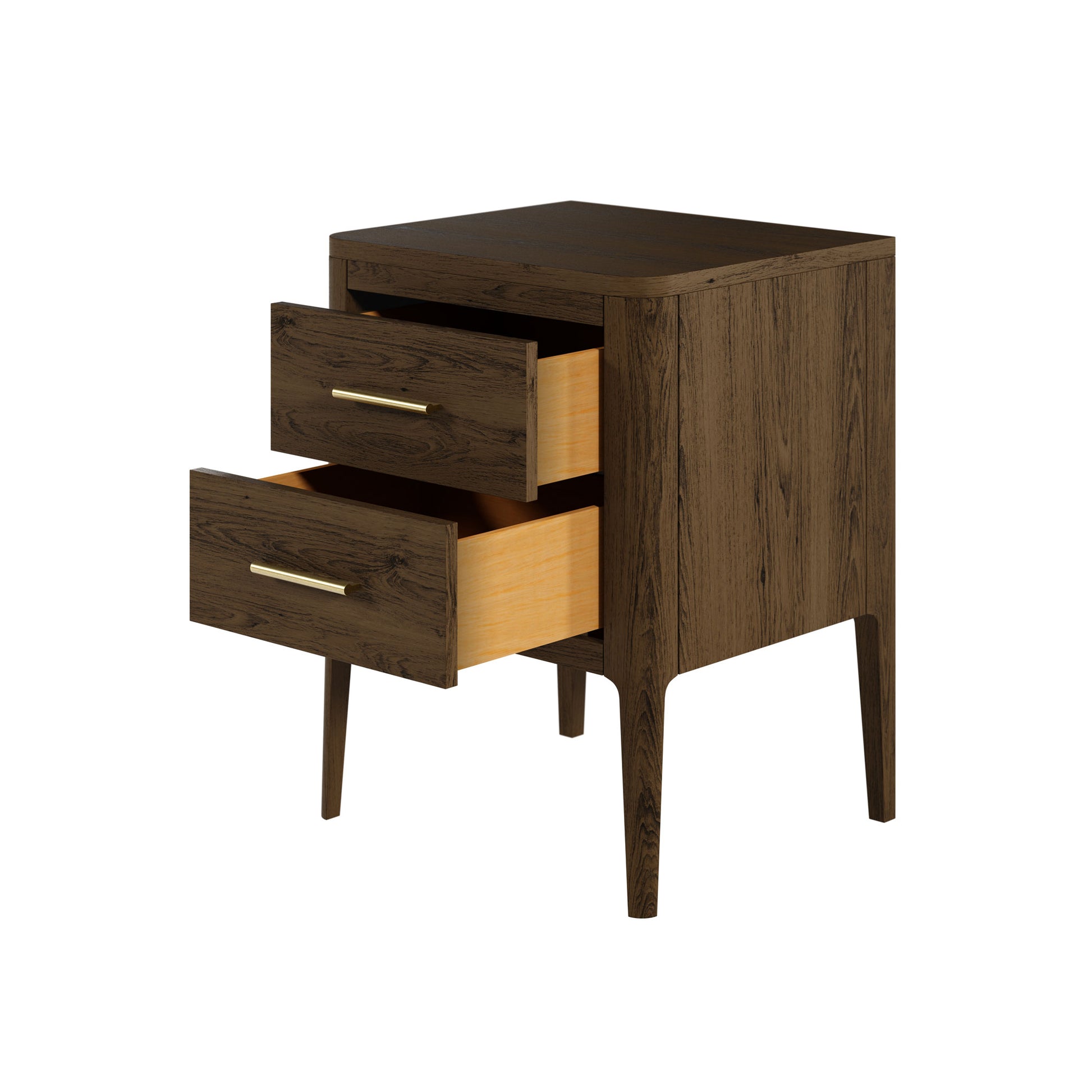 DI Designs Abberley 2 Drawer Bedside Table - Brown - Open Drawers