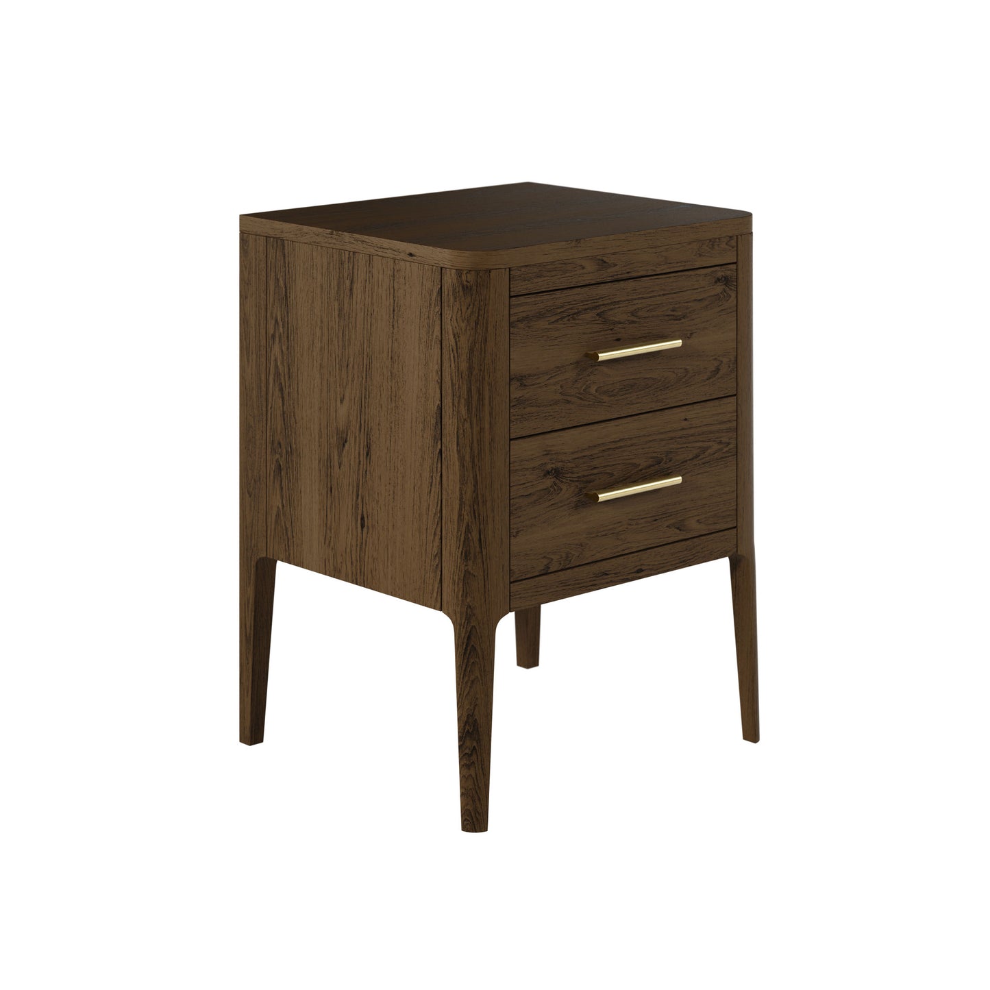 DI Designs Abberley 2 Drawer Bedside Table - Brown - Angle View