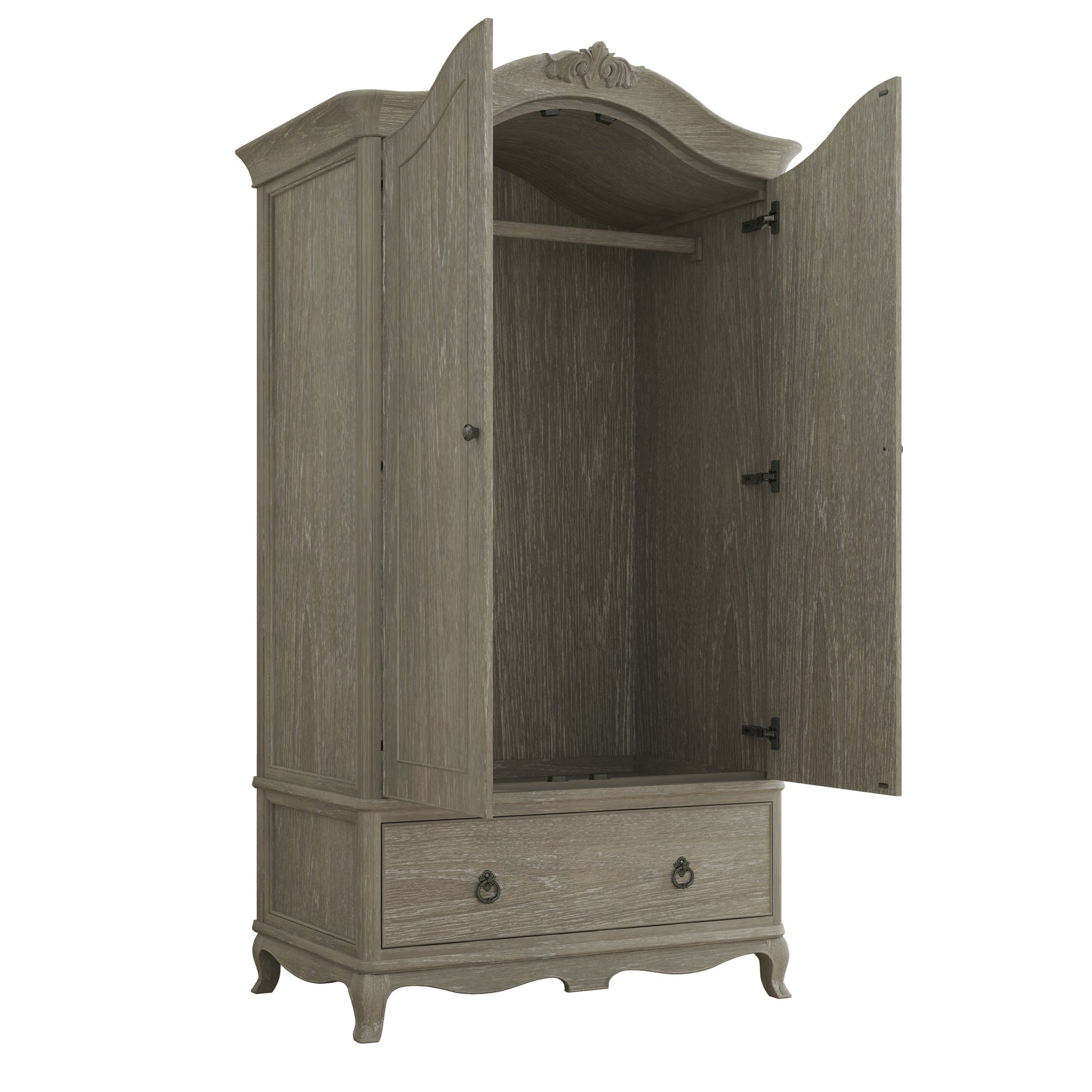 Willis & Gambier Camille Double Wardrobe - Oak - Angled View Doors Open