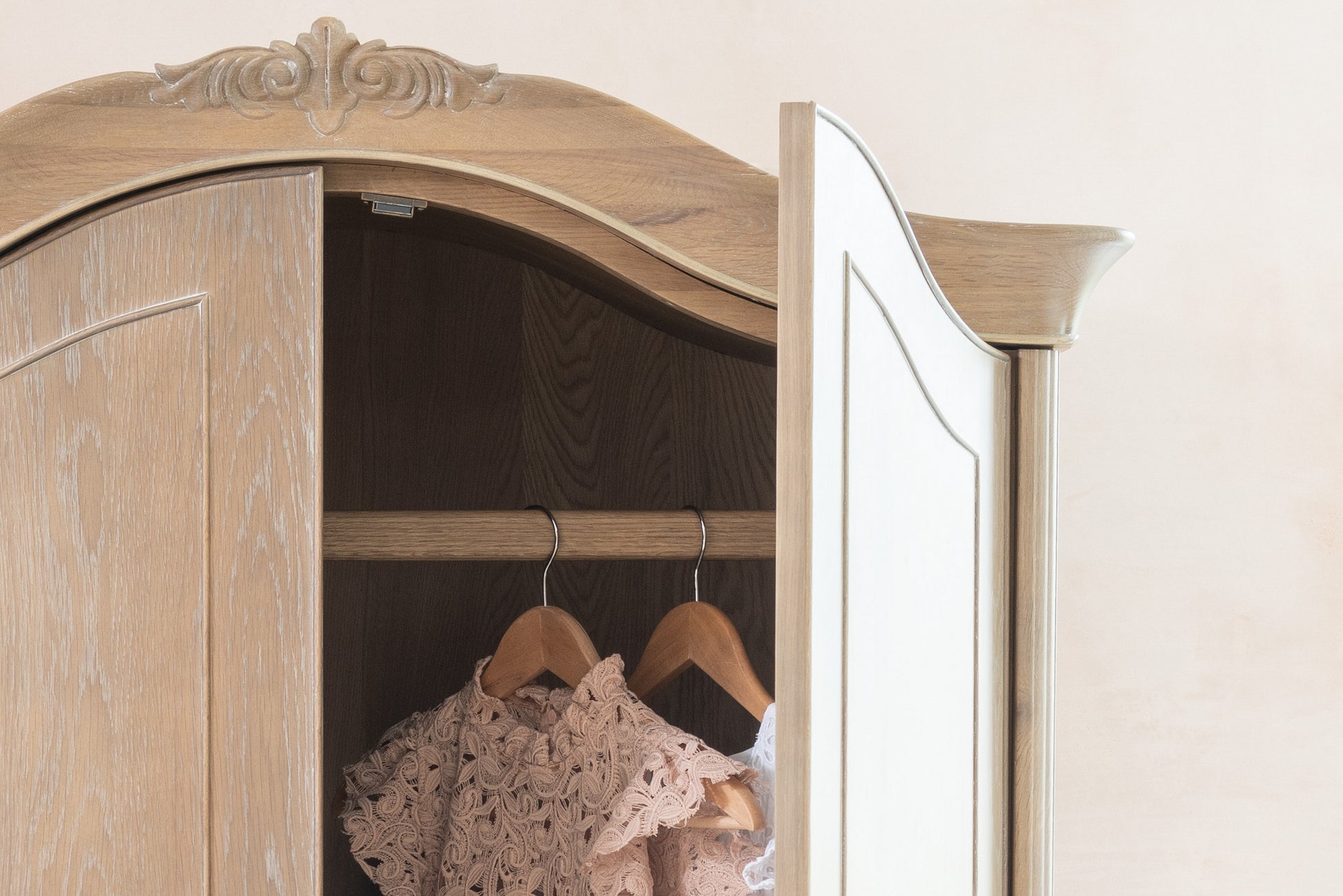 Willis & Gambier Camille Double Wardrobe - Oak - Lifestyle Image Zoomed In Door Open
