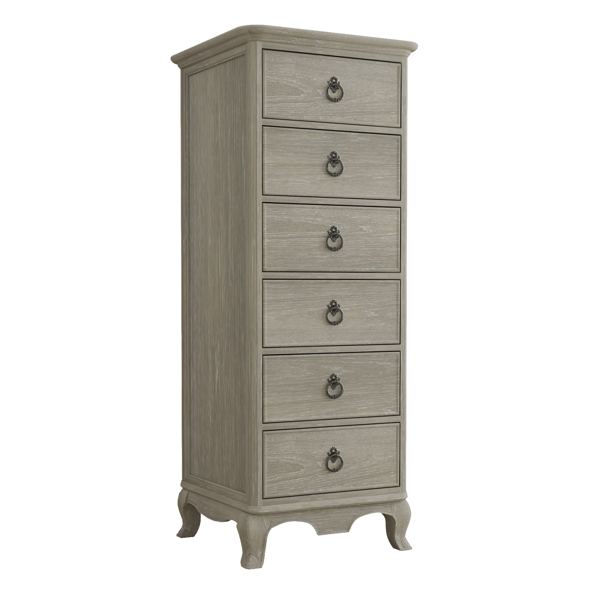 Willis & Gambier Camille 6 Drawer Narrow Tallboy Chest - Oak - Angled View