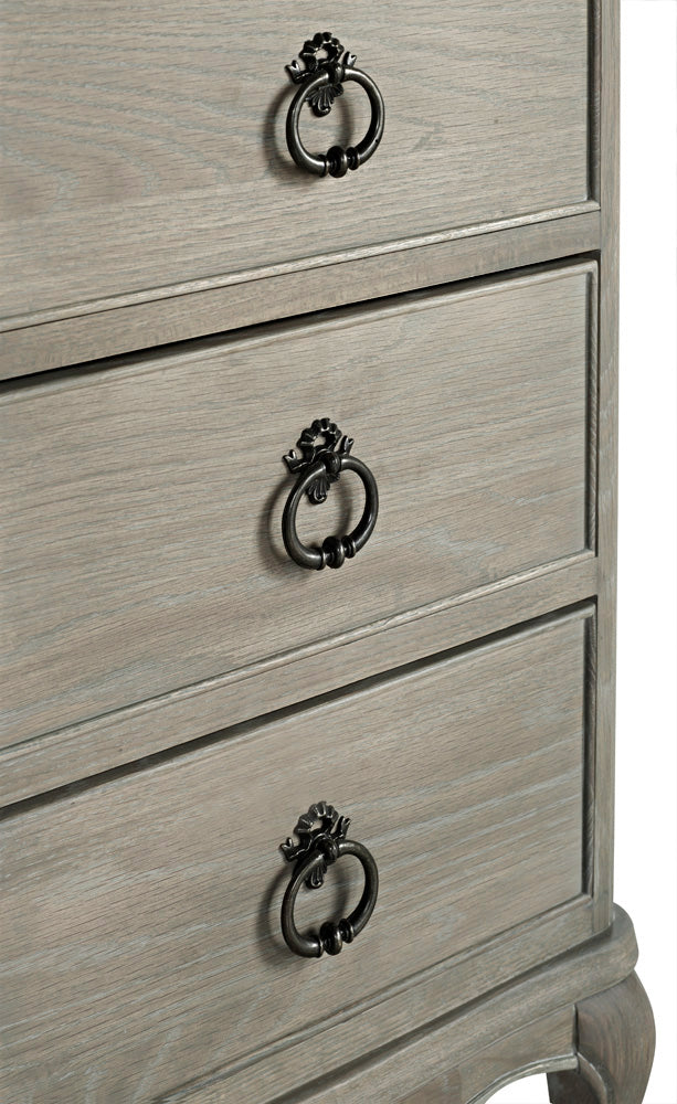 Willis & Gambier Camille 6 Drawer Narrow Tallboy Chest - Oak - Zoomed In Drawers