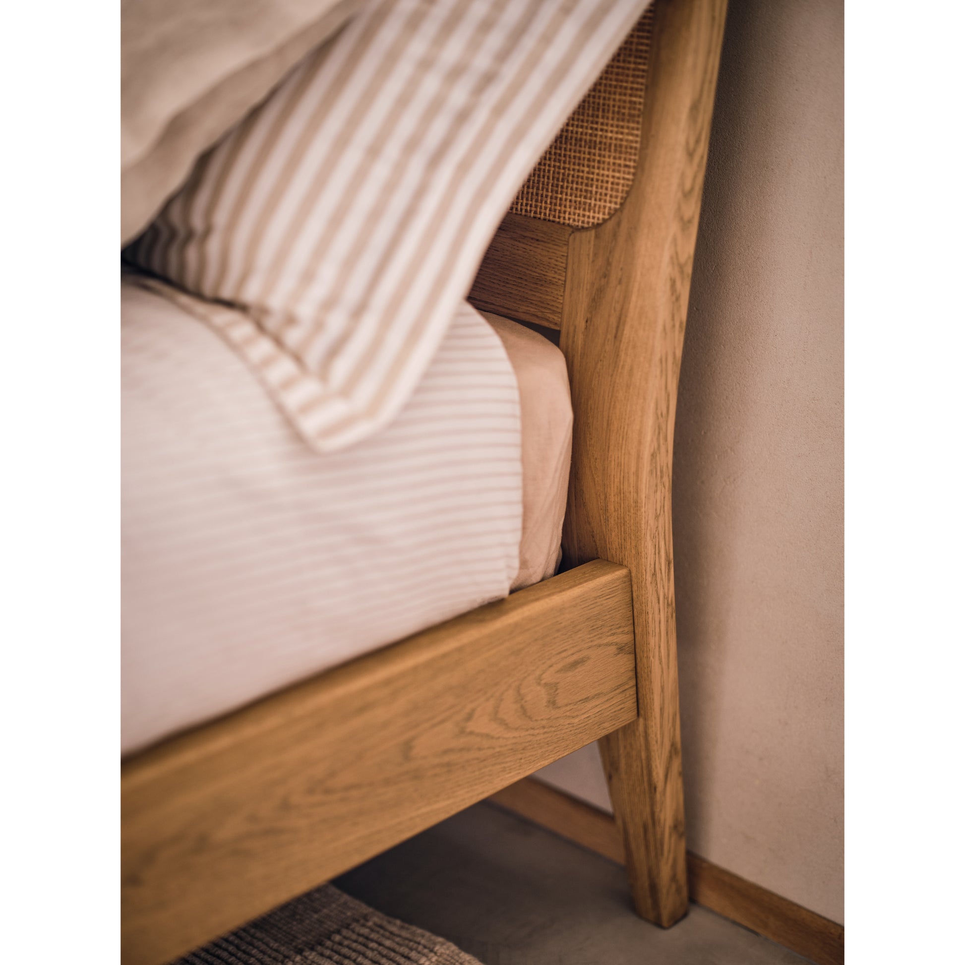 Willis & Gambier Casera Bed - Oak - Lifestyle Image Zoomed In Feet