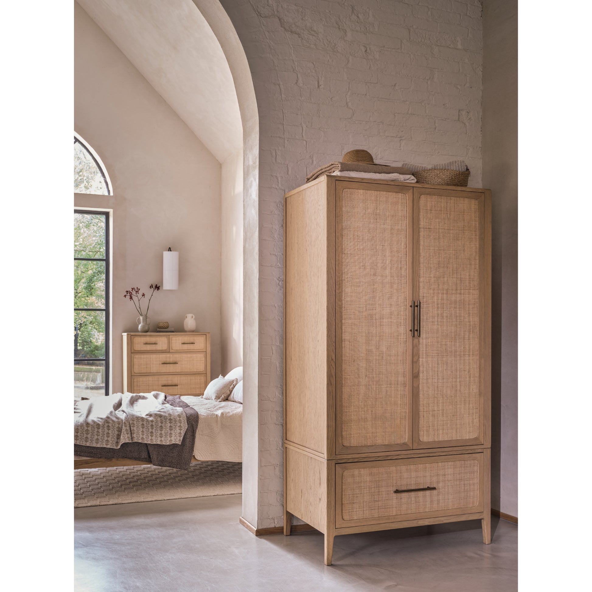 Willis & Gambier Casera Single Drawer Double Wardrobe - Oak - Lifestyle Image Portrait