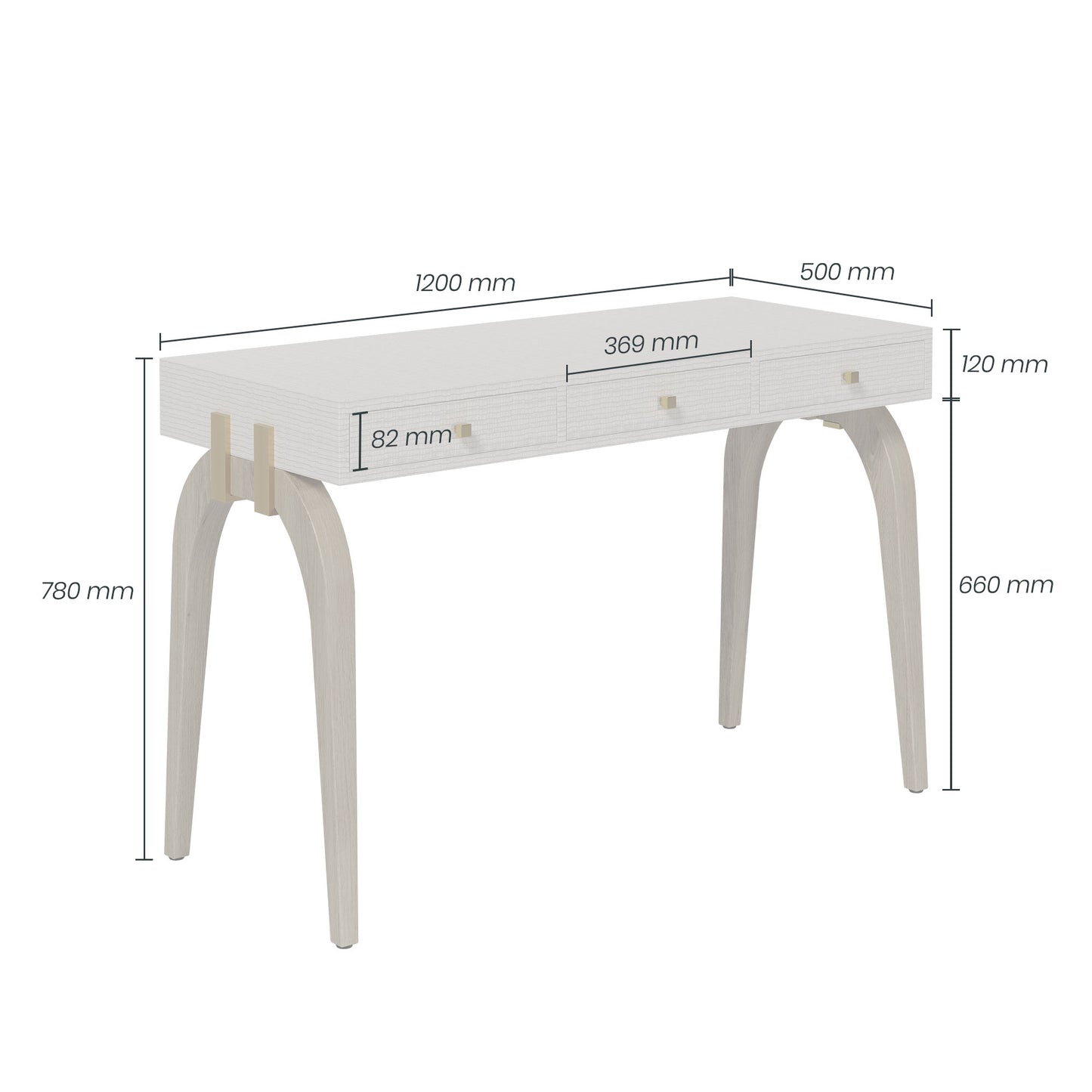 DI Designs Laverstoke Dressing Table / Desk - White - Infographic