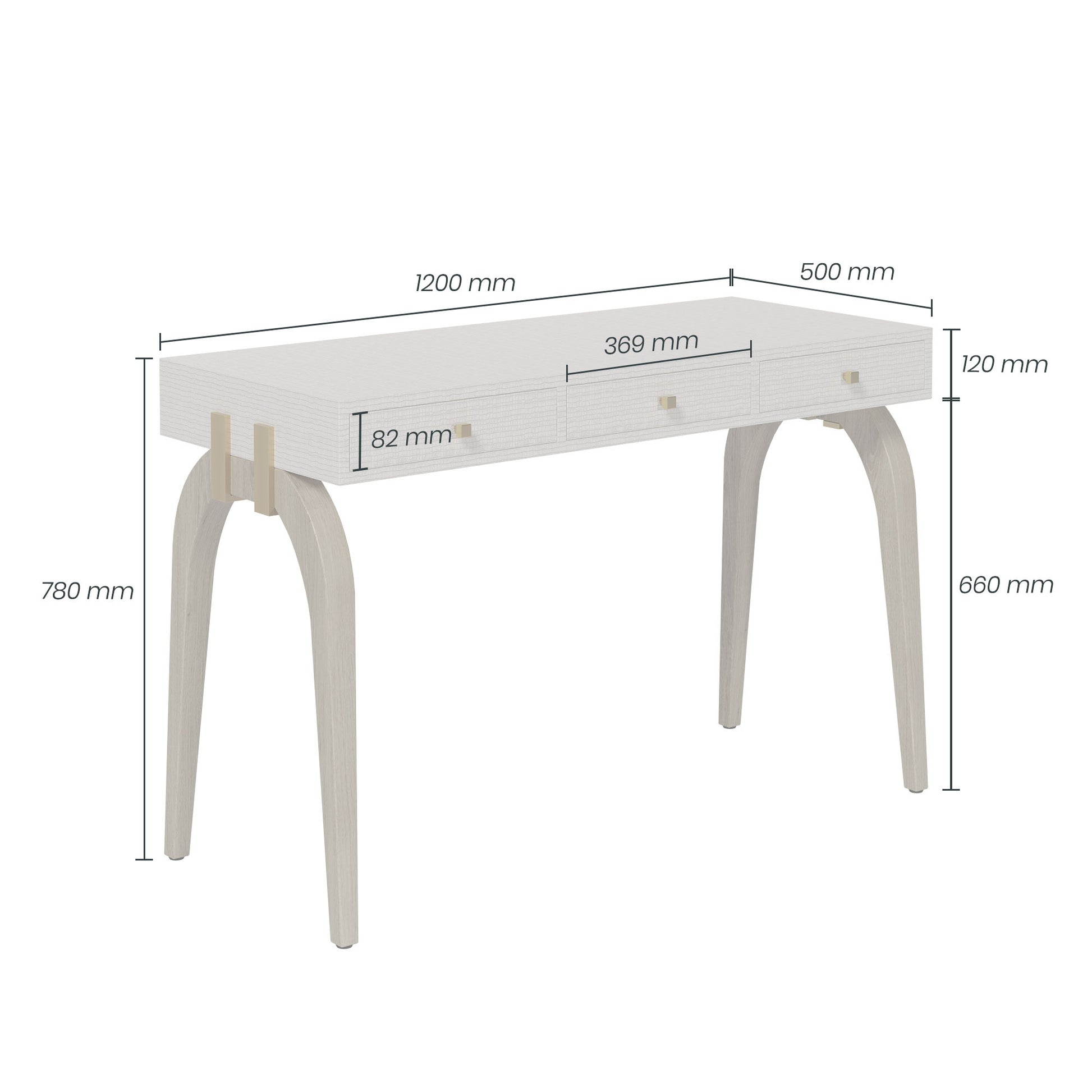 DI Designs Laverstoke Dressing Table / Desk - White - Infographic