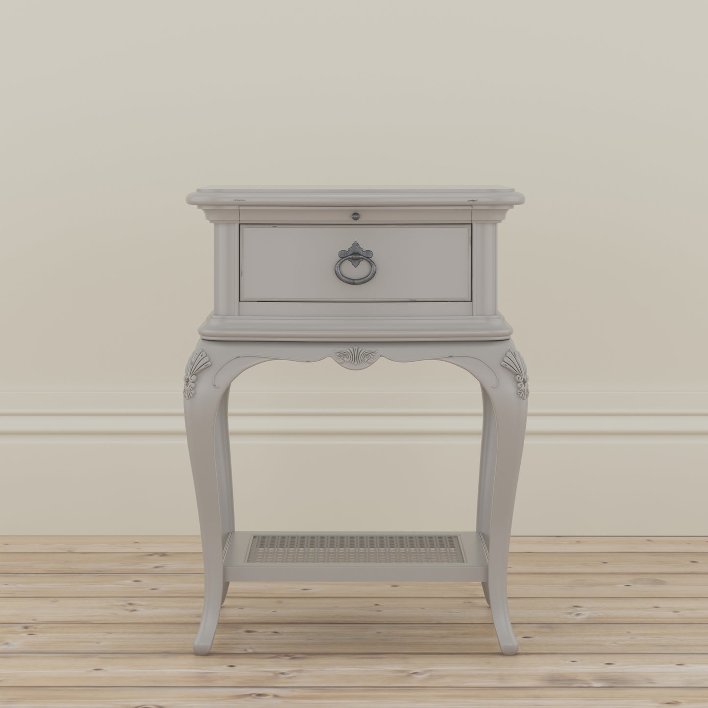Willis & Gambier Etienne Single Drawer Bedside Table - Grey - Lifestyle Image Basic