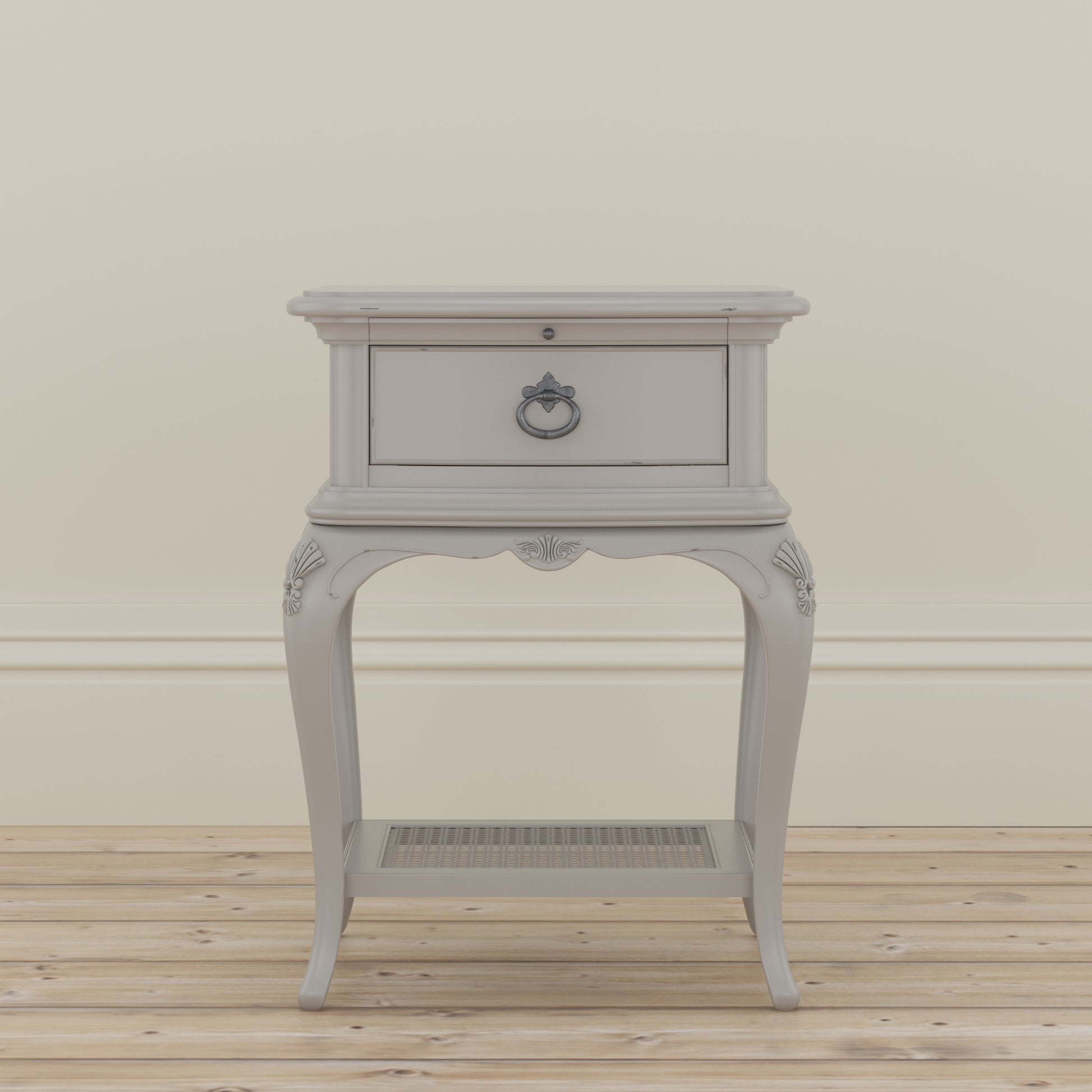 Willis & Gambier Etienne Single Drawer Bedside Table - Grey - Lifestyle Image Basic