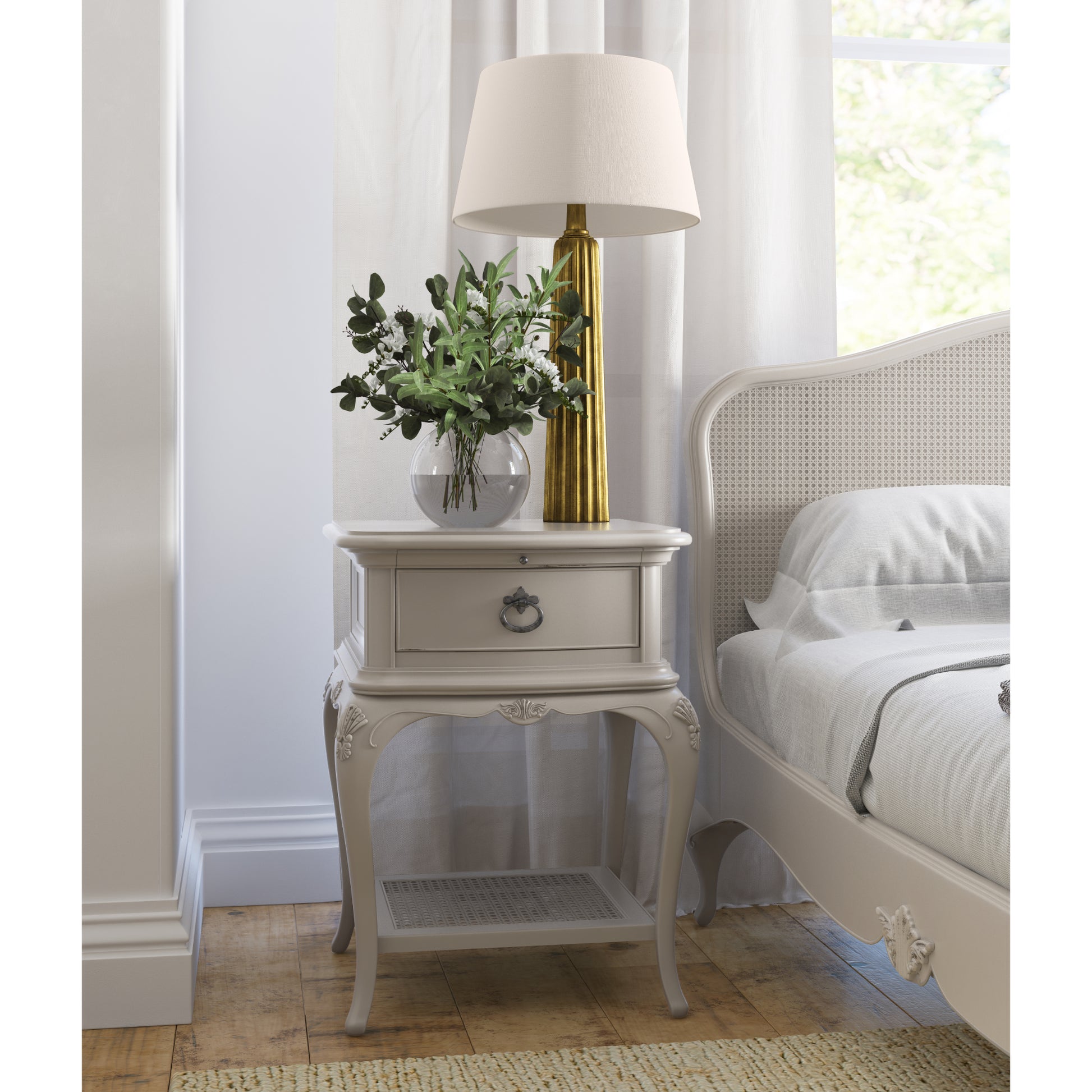 Willis & Gambier Etienne Single Drawer Bedside Table - Grey - Lifestyle Image 2
