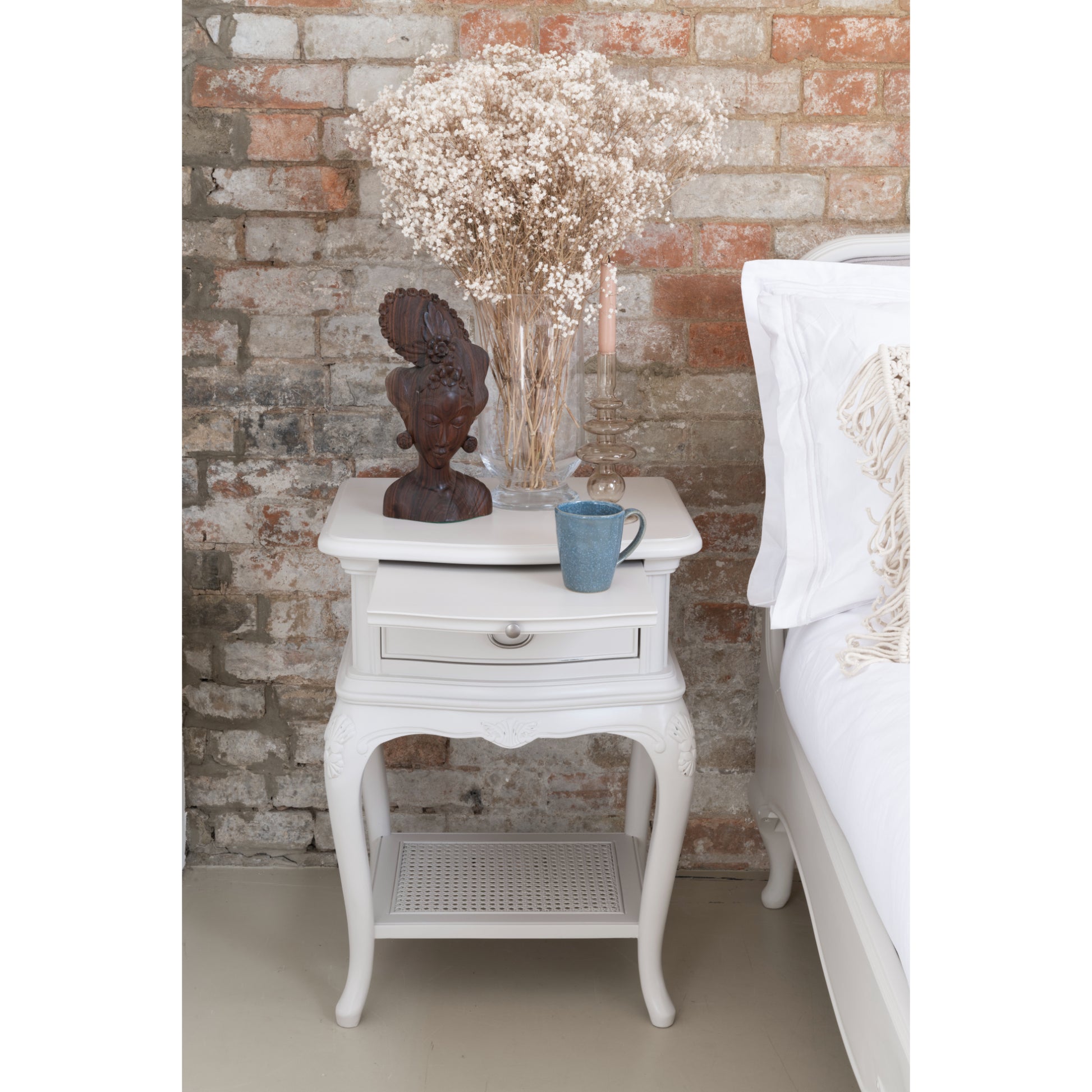 Willis & Gambier Etienne Single Drawer Bedside Table - Grey - Lifestyle Image 1