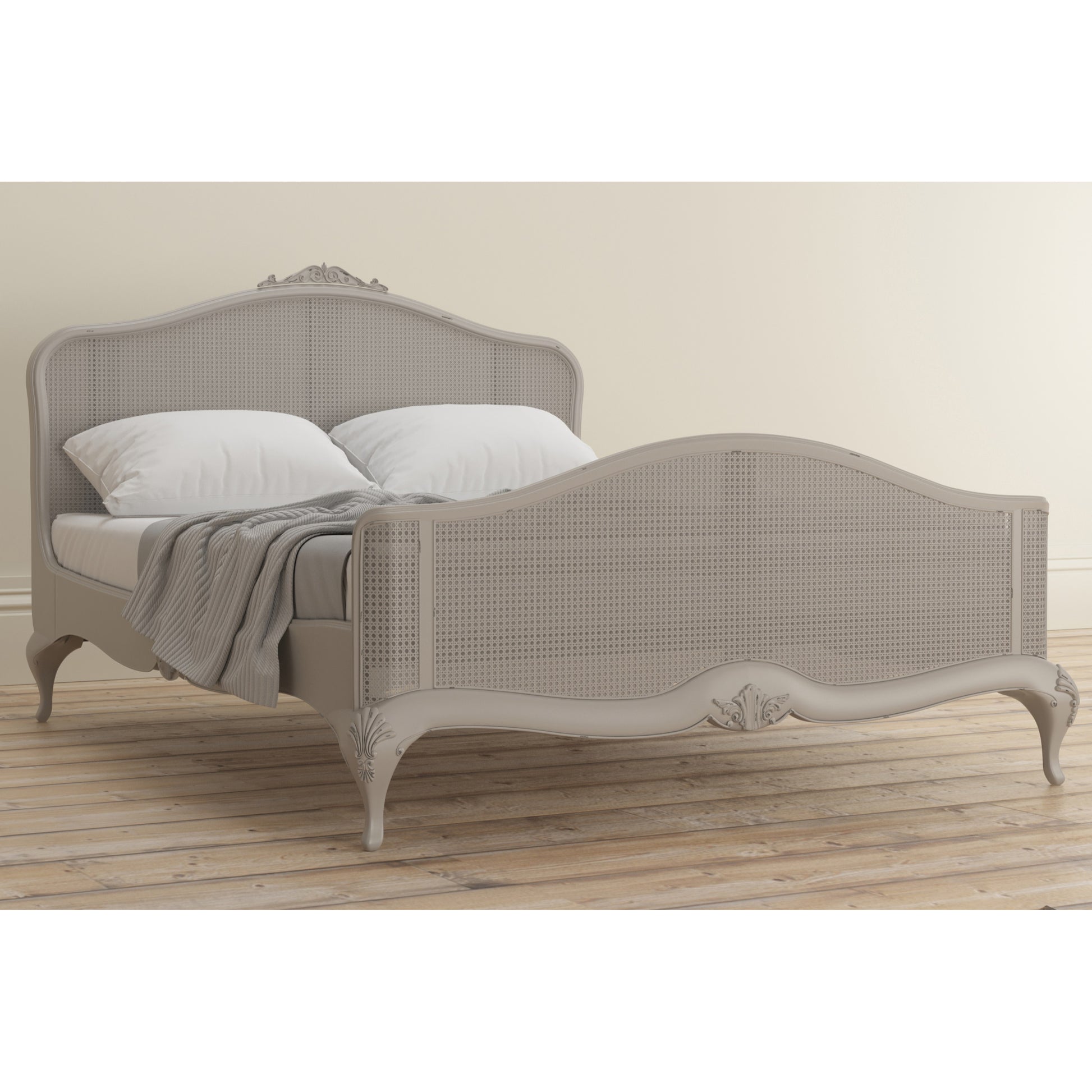 Willis & Gambier Etienne High End Rattan Bed - Grey - Lifestyle Image Basic Angled View
