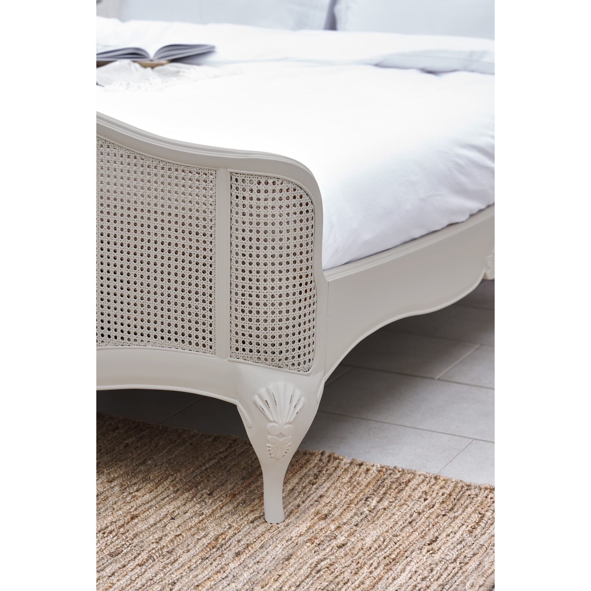 Willis & Gambier Etienne High End Rattan Bed - Grey - Focus View Footboard
