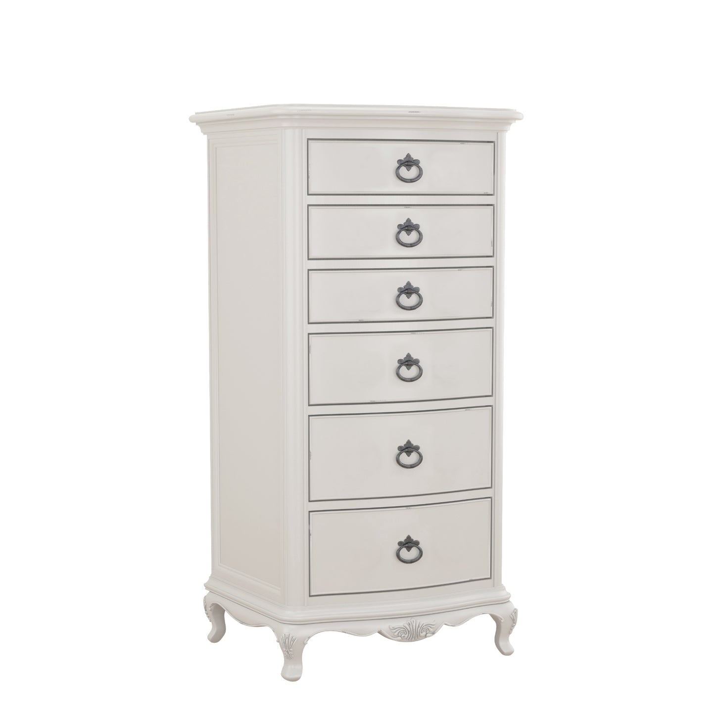 Willis & Gambier Etienne 6 Drawer Narrow Tallboy Chest - Grey - Angled View