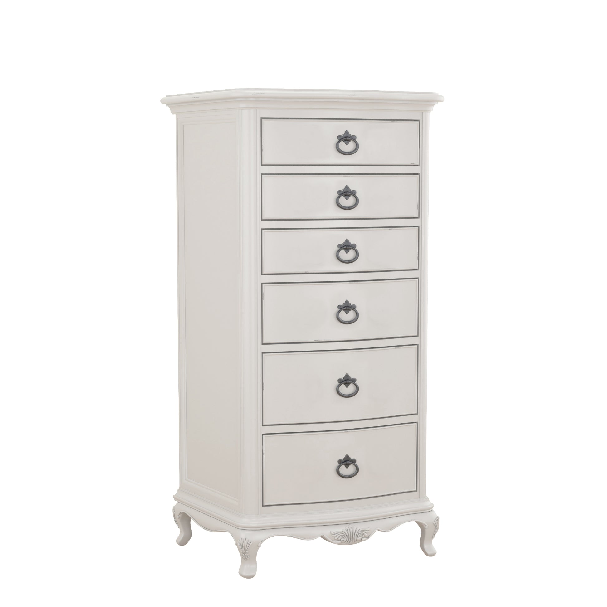 Willis & Gambier Etienne 6 Drawer Narrow Tallboy Chest - Grey - Angled View