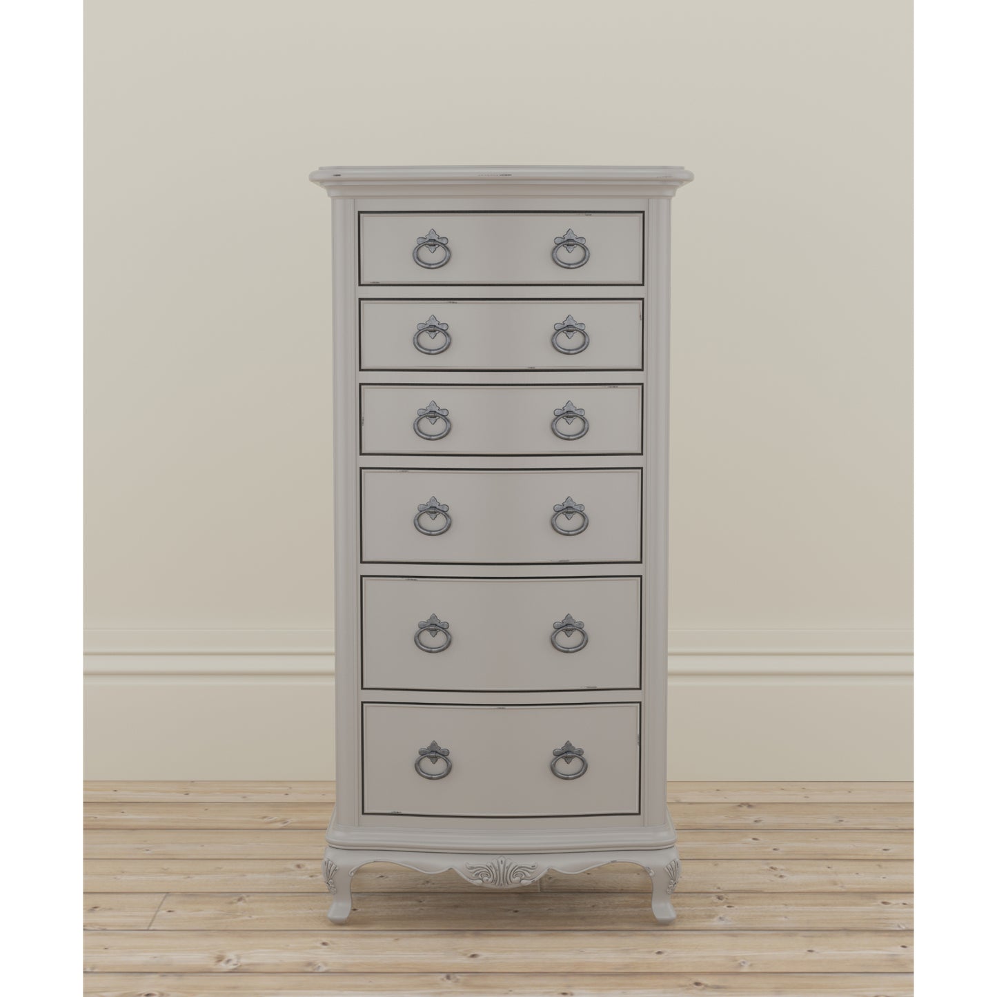 Willis & Gambier Etienne 6 Drawer Narrow Tallboy Chest - Grey - Lifestyle Image Basic