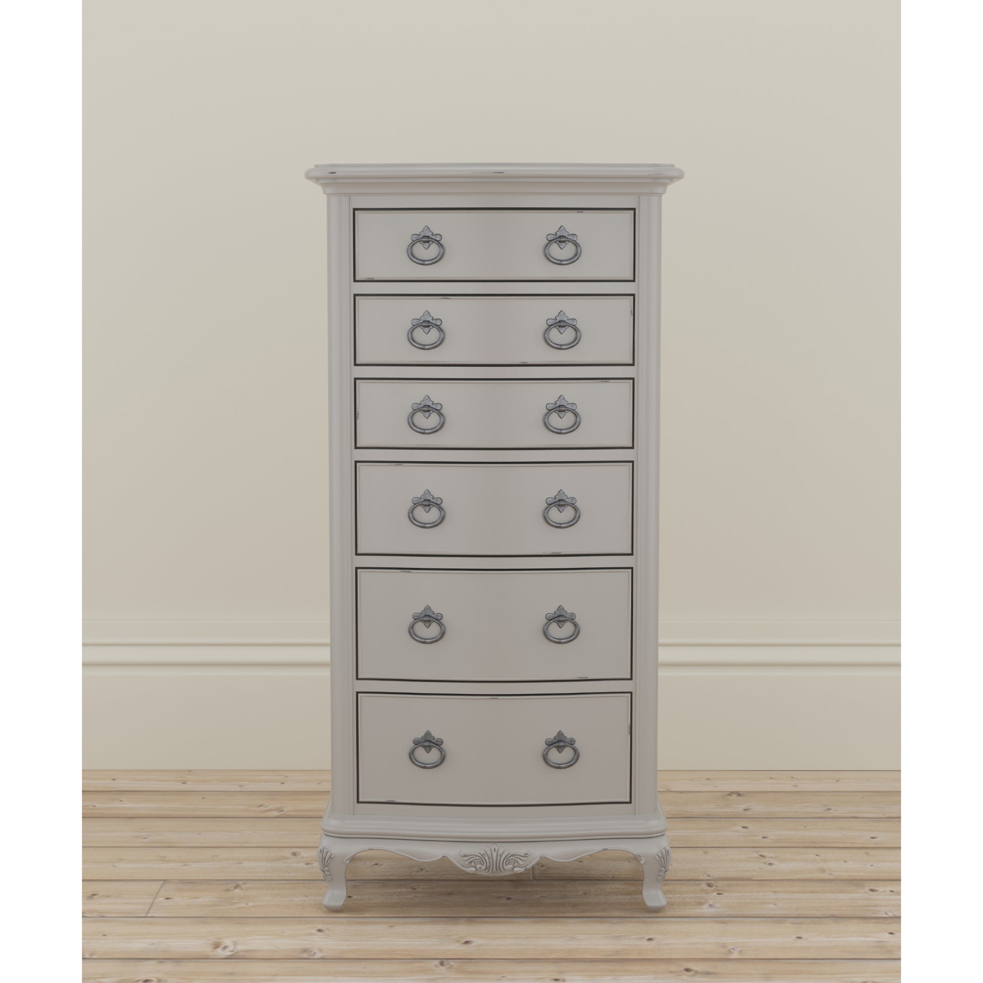 Willis & Gambier Etienne 6 Drawer Narrow Tallboy Chest - Grey - Lifestyle Image Basic