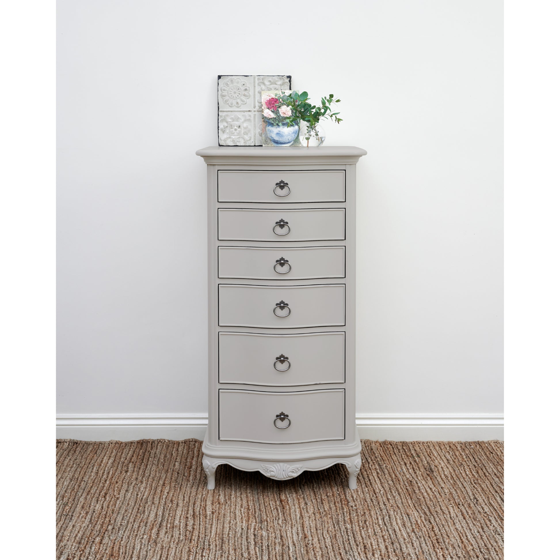 Willis & Gambier Etienne 6 Drawer Narrow Tallboy Chest - Grey - Lifestyle Image 2