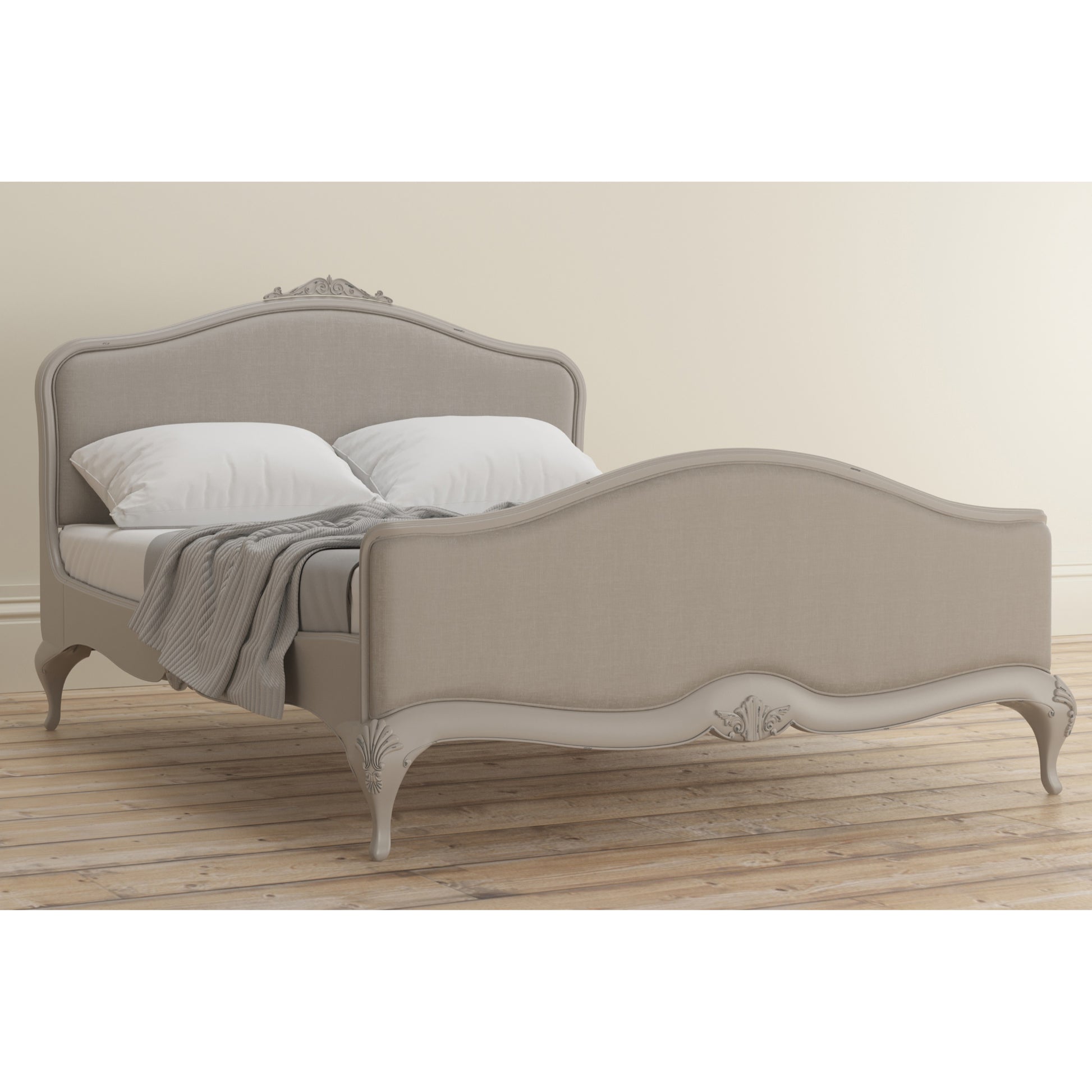 Willis & Gambier Etienne High End Upholstered Bed - Grey - Lifestyle Image Basic Angled View