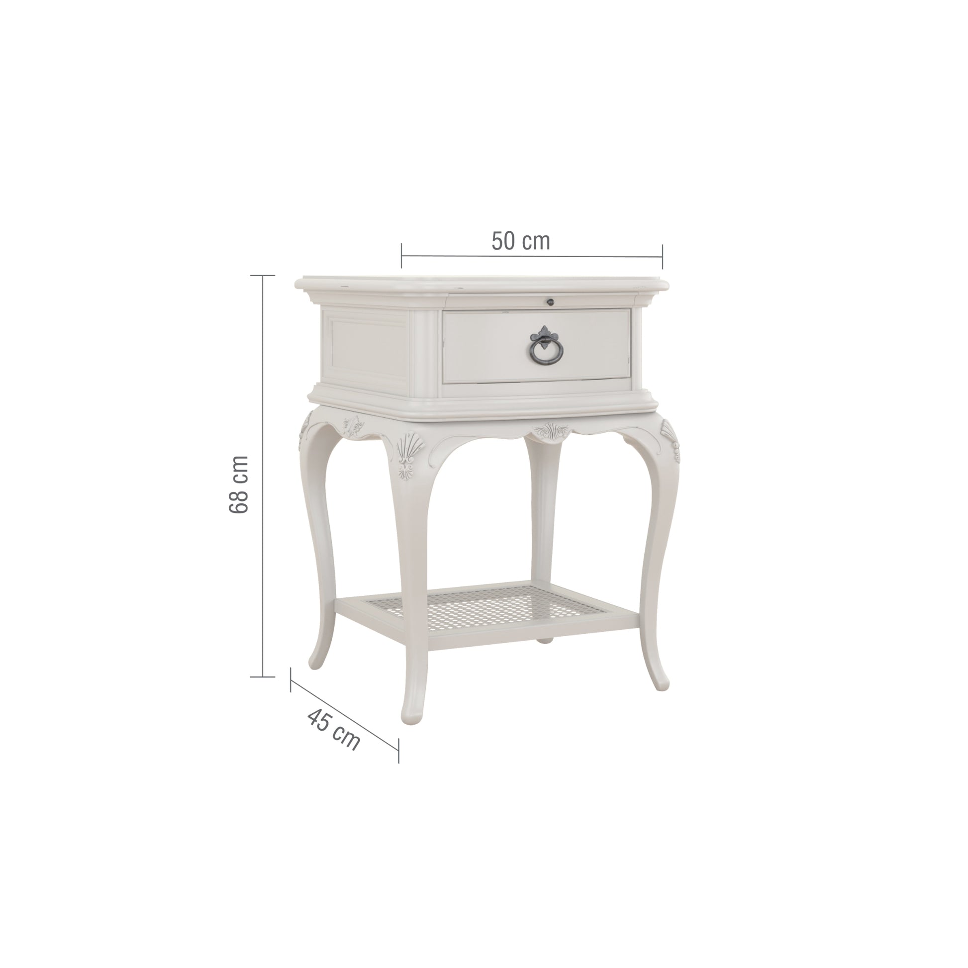 Willis & Gambier Etienne Single Drawer Bedside Table - Grey - Infographic