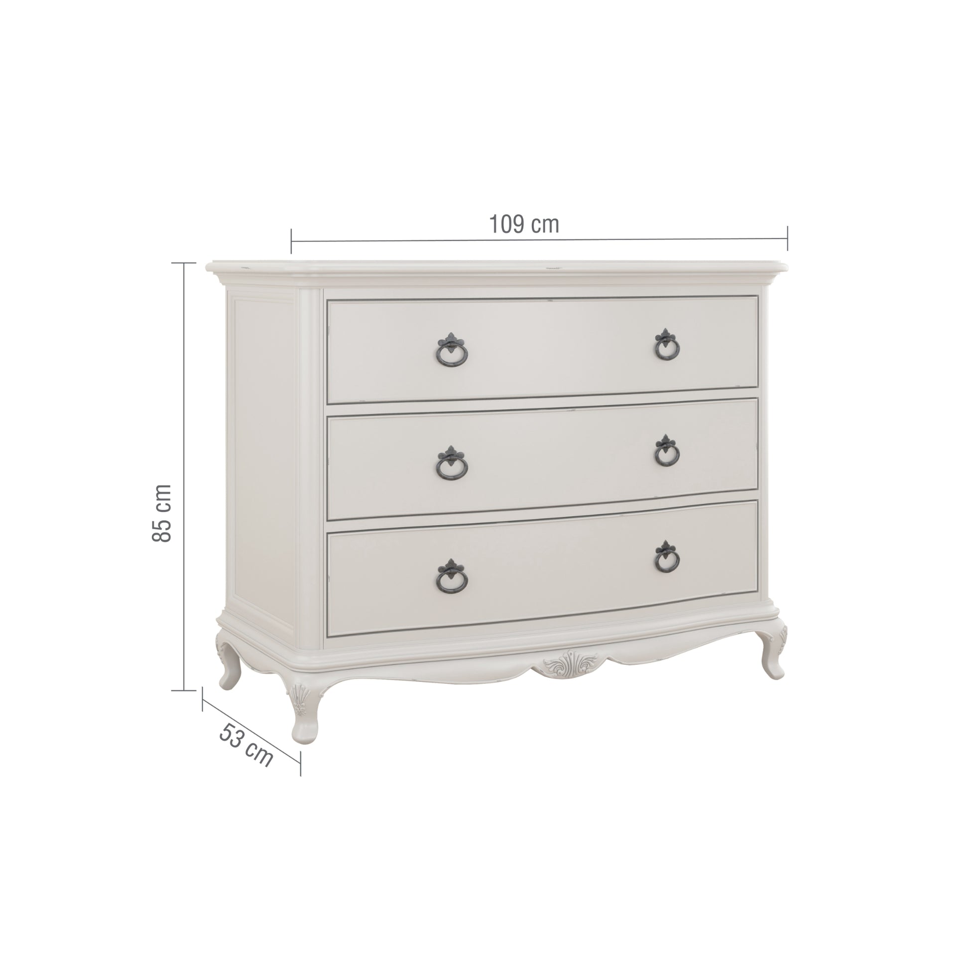 Willis & Gambier Etienne 3 Drawer Low Chest - Grey - Infographic