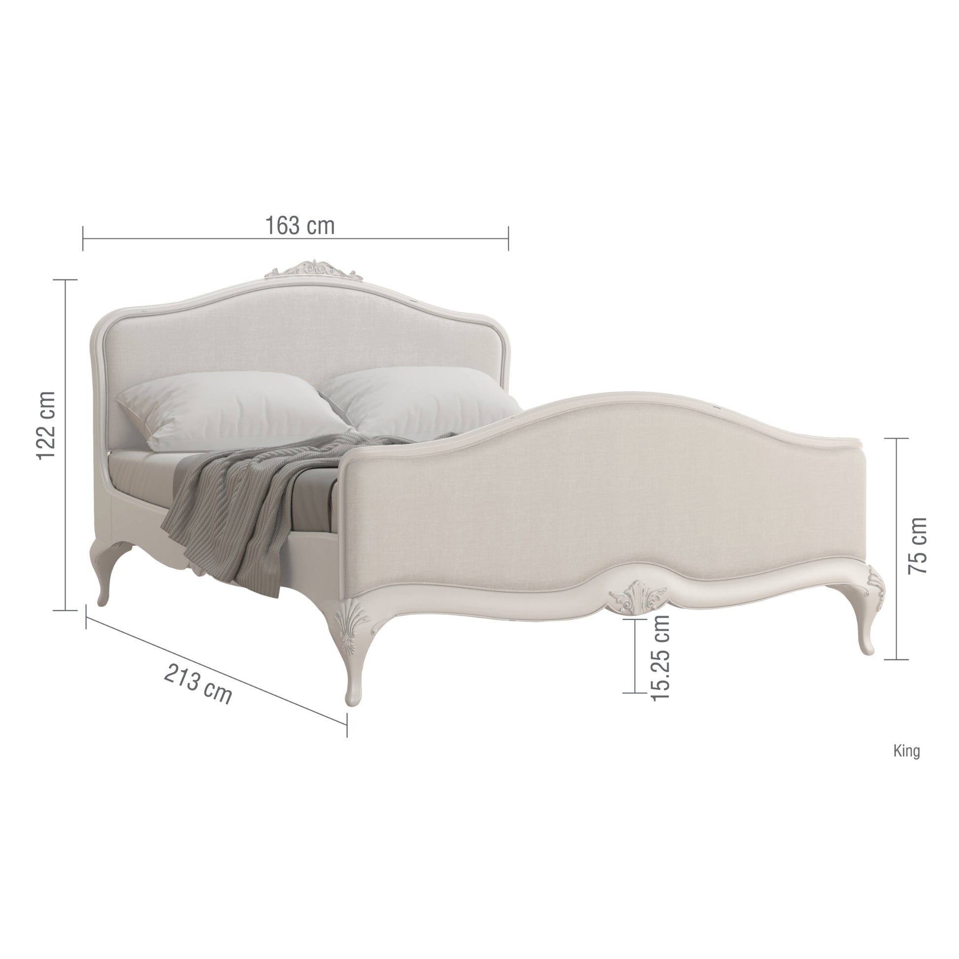 Willis & Gambier Etienne High End Upholstered Kingsize Bed - Grey - Infographic