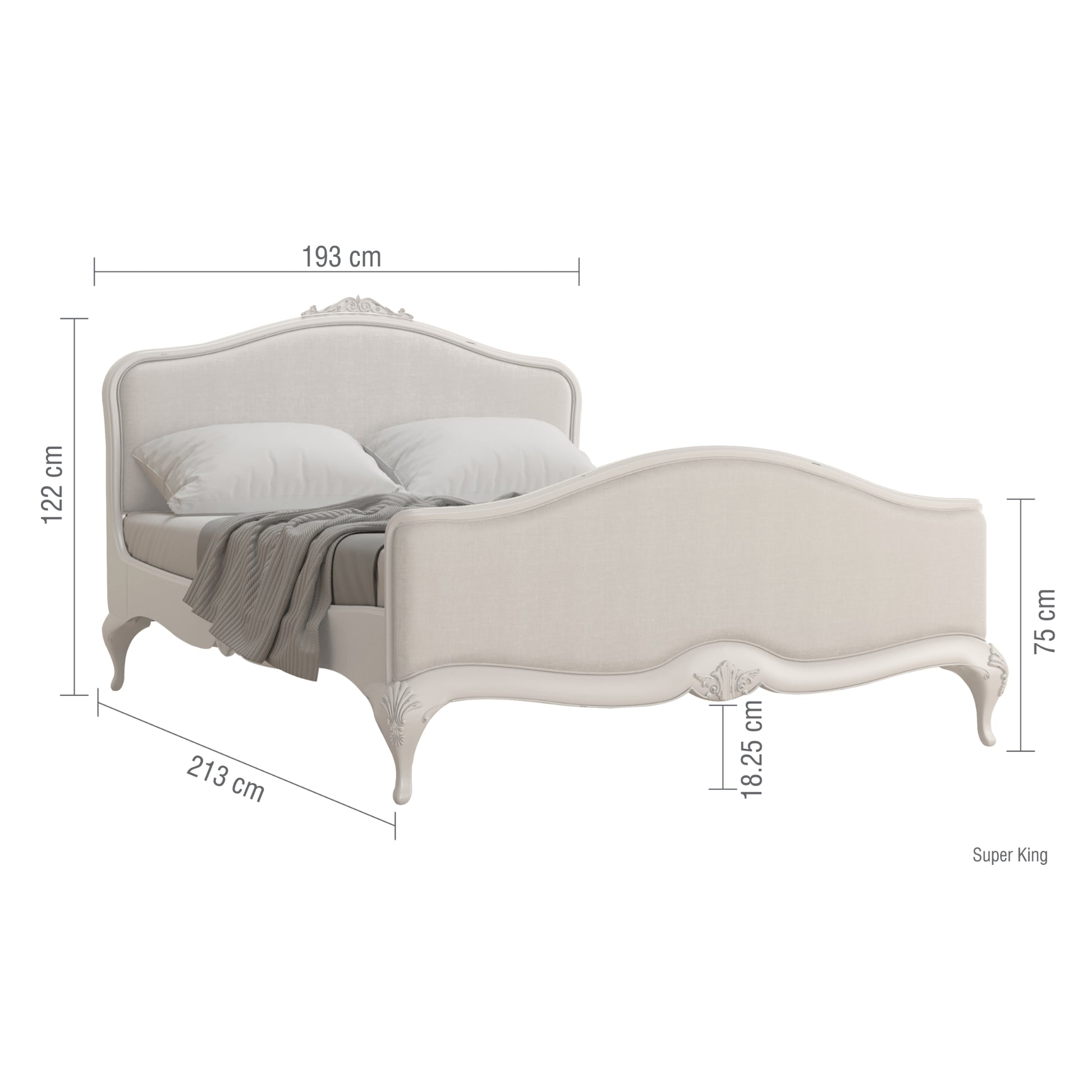 Willis & Gambier Etienne High End Upholstered Super King Bed - Grey - Infographic