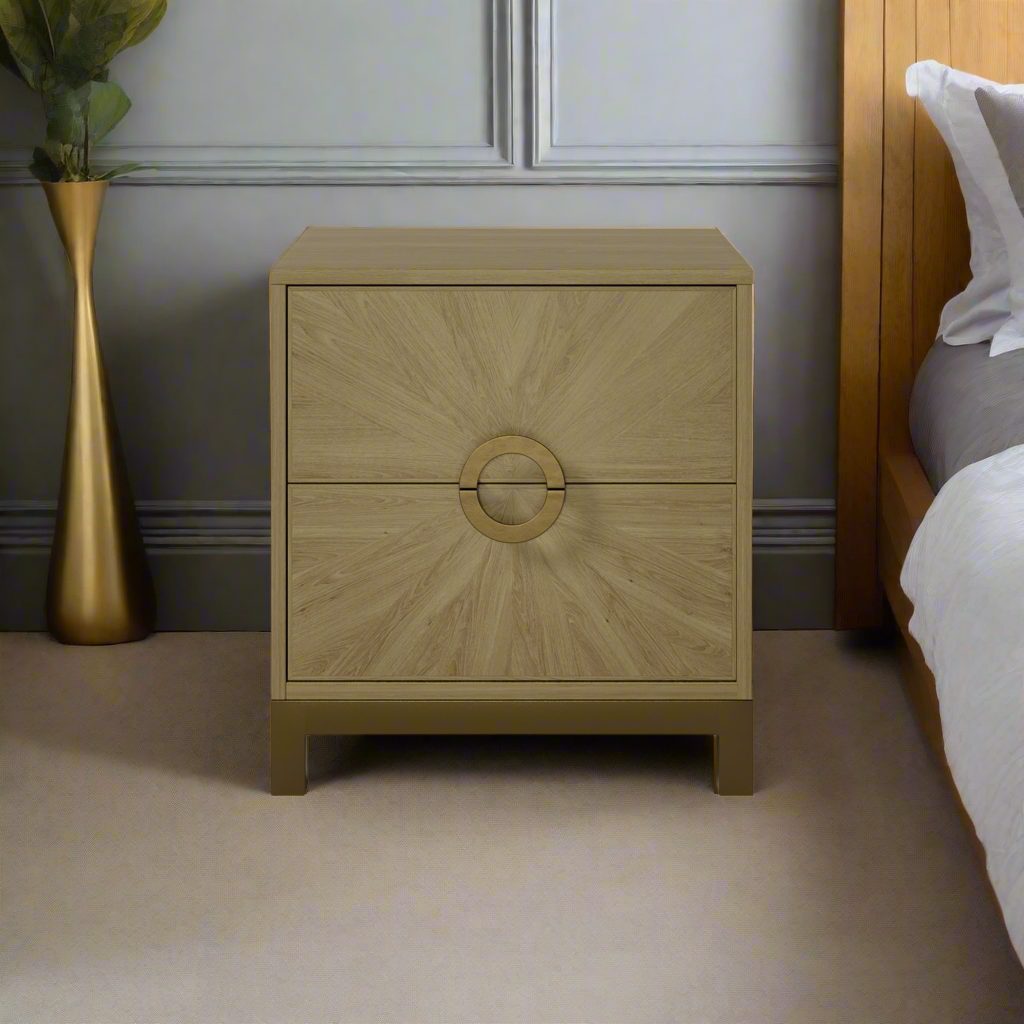 DI Designs Easton 2 Drawer Bedside Table - Sunburst - Lifestyle image