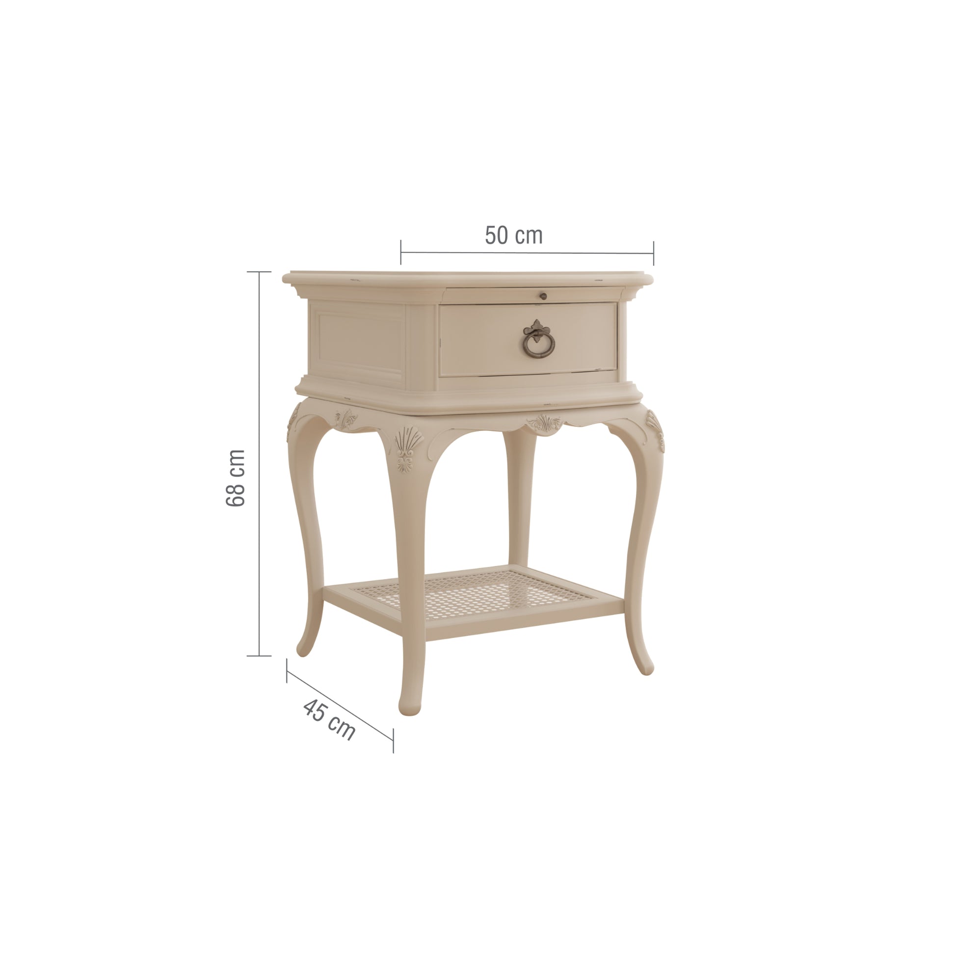 Willis & Gambier Ivory Single Drawer Bedside Table - Cream - Infographic